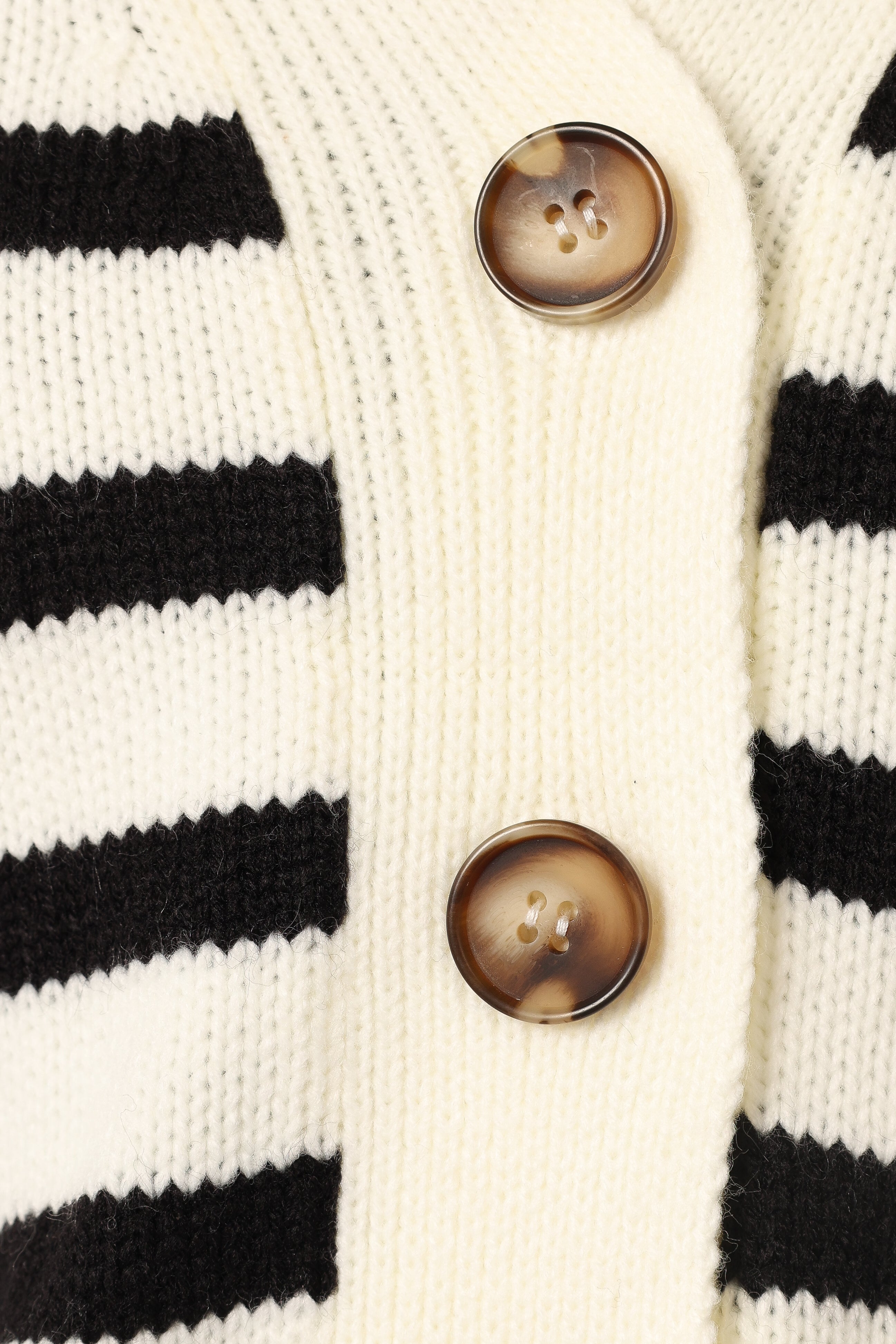 Kallen Button Front Striped Cardigan - Cream/Black