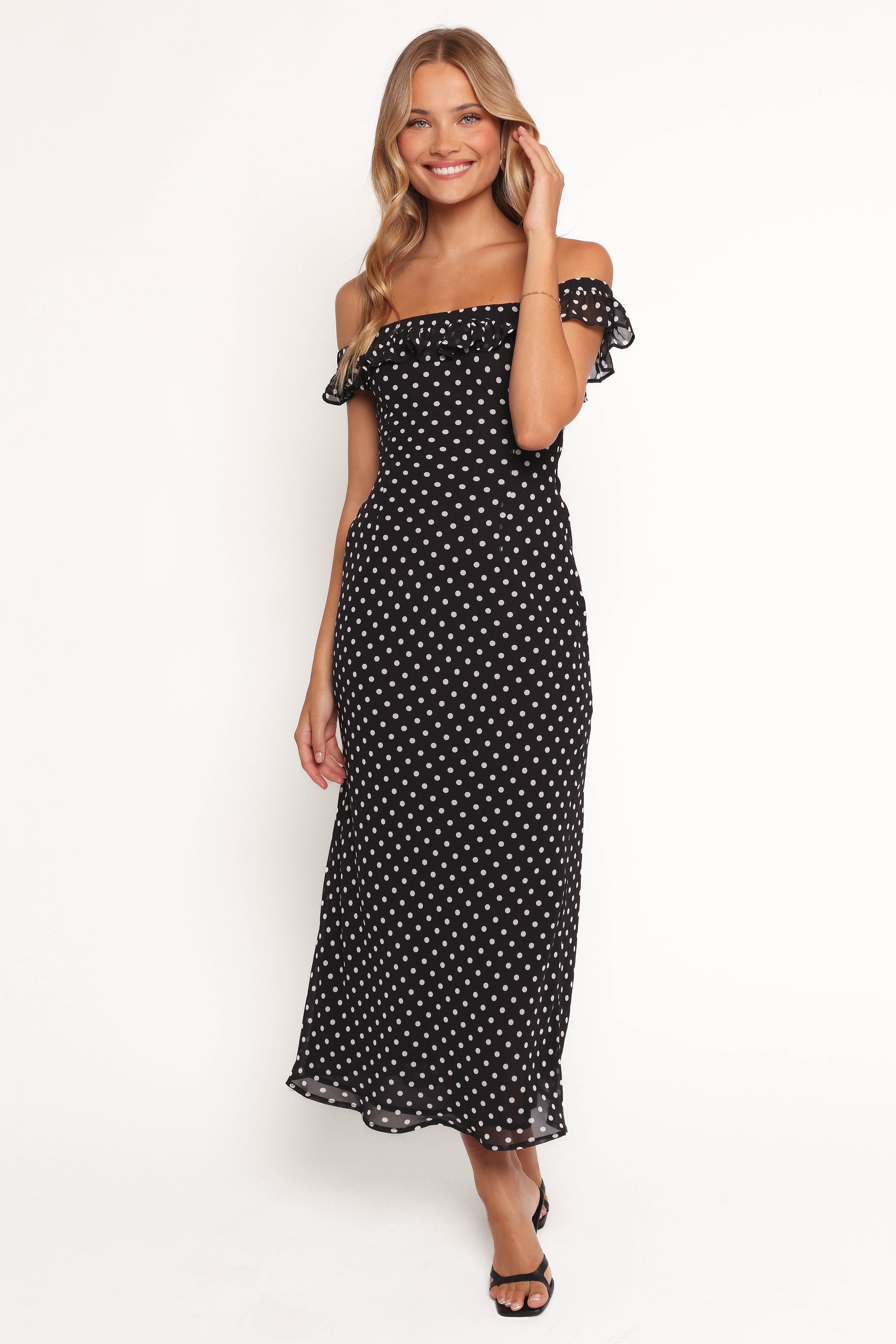 Layana Midi Dress - Black/White