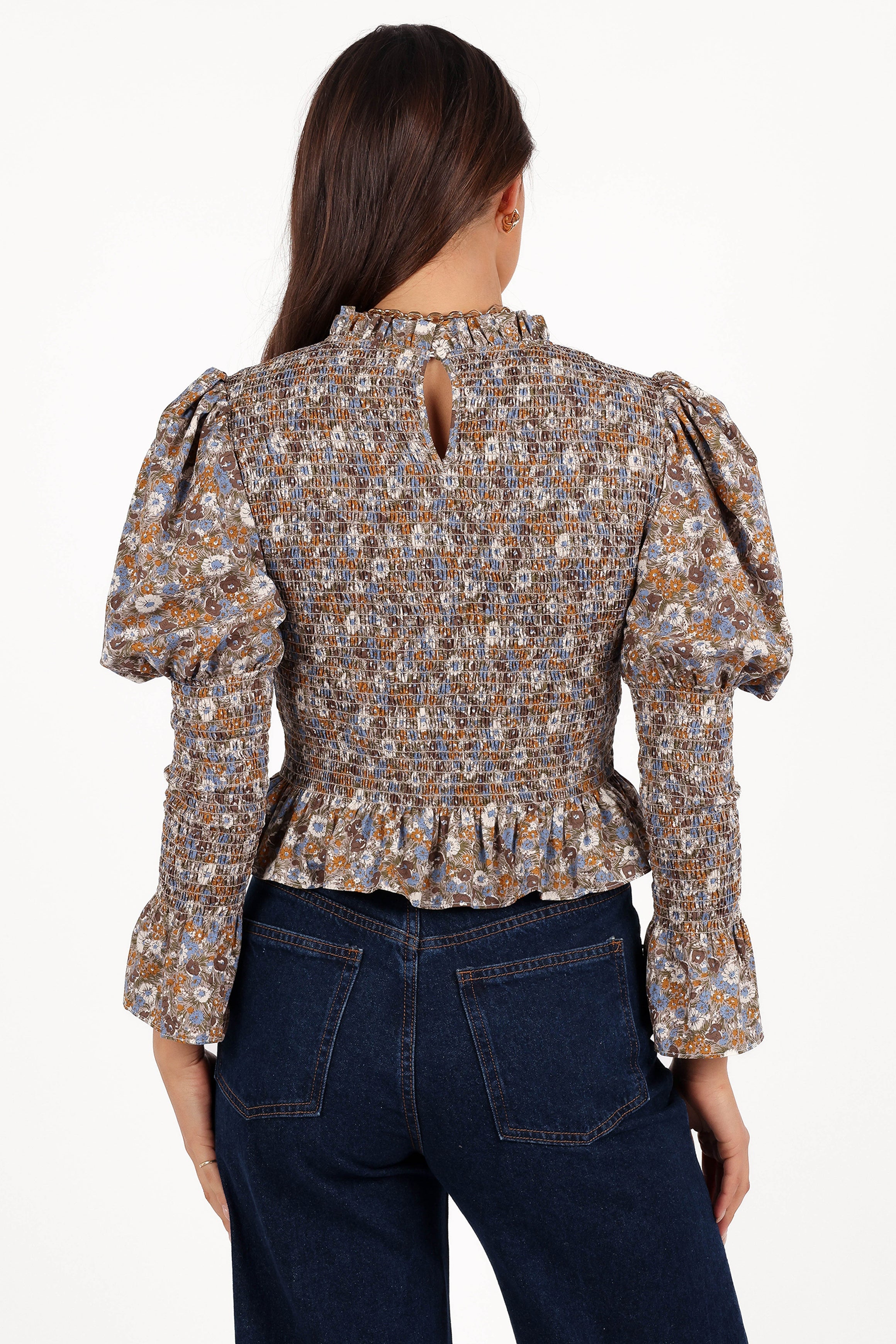 Novah Long Sleeve Top - Olive Floral