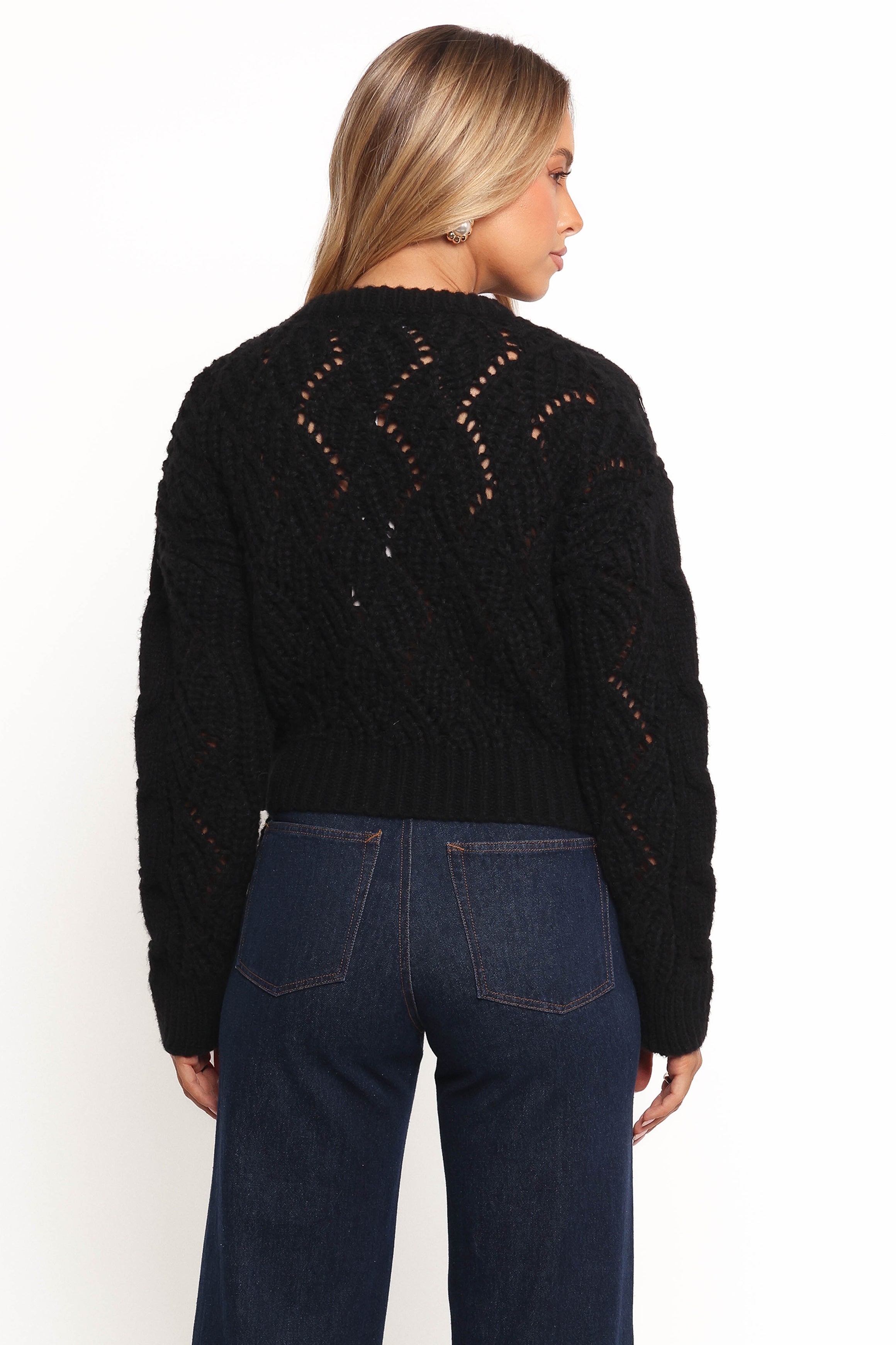 Birdie Tie Side Knit Sweater - Black