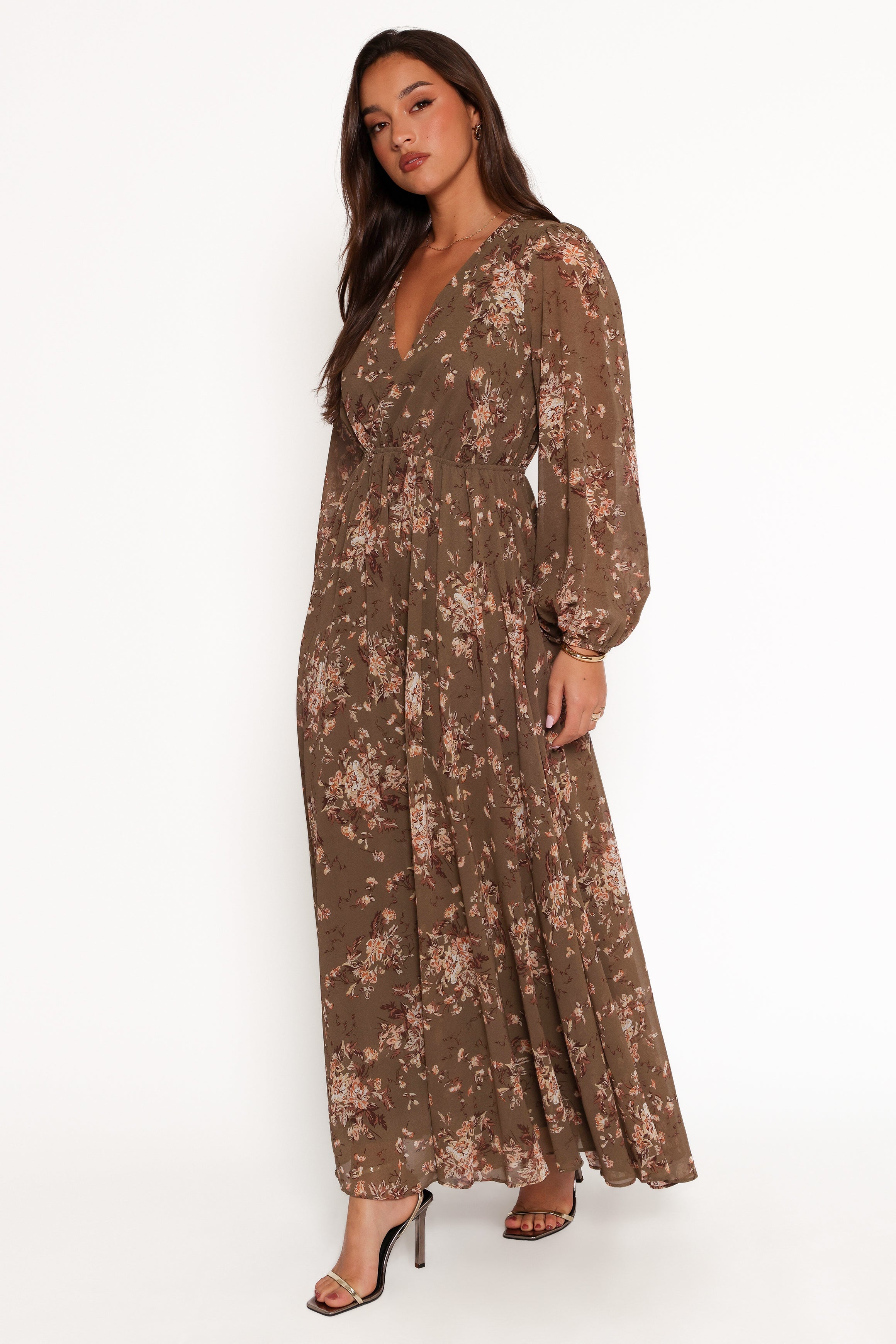 Anisa Maxi Dress - Olive Floral