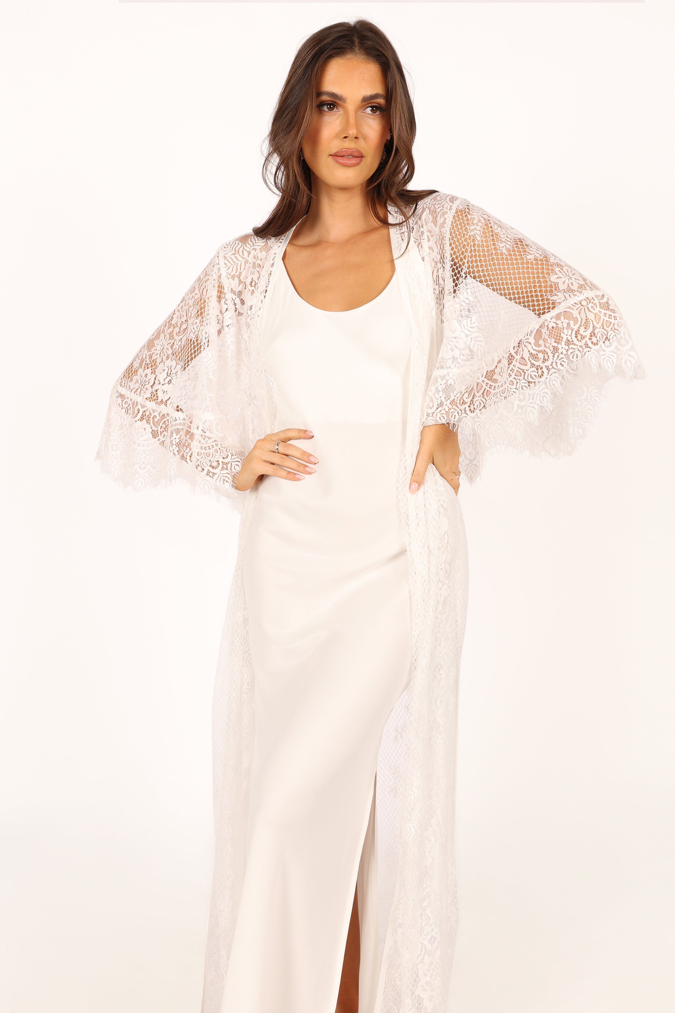 Nephele Lace Bridal Robe - Ivory