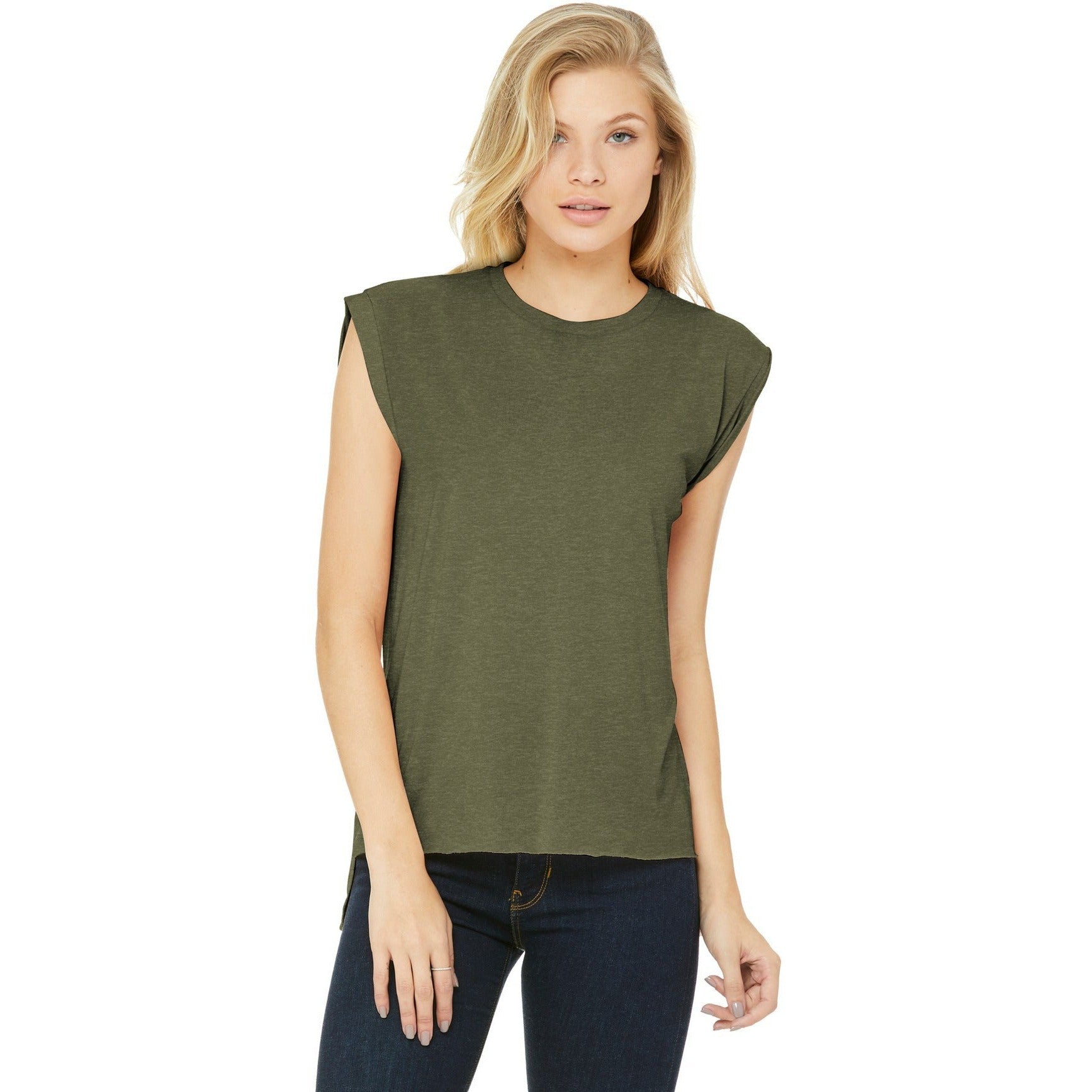 CLOSEOUT - BELLA+CANVAS Women's Flowy Muscle Tee With Rolled Cuffs