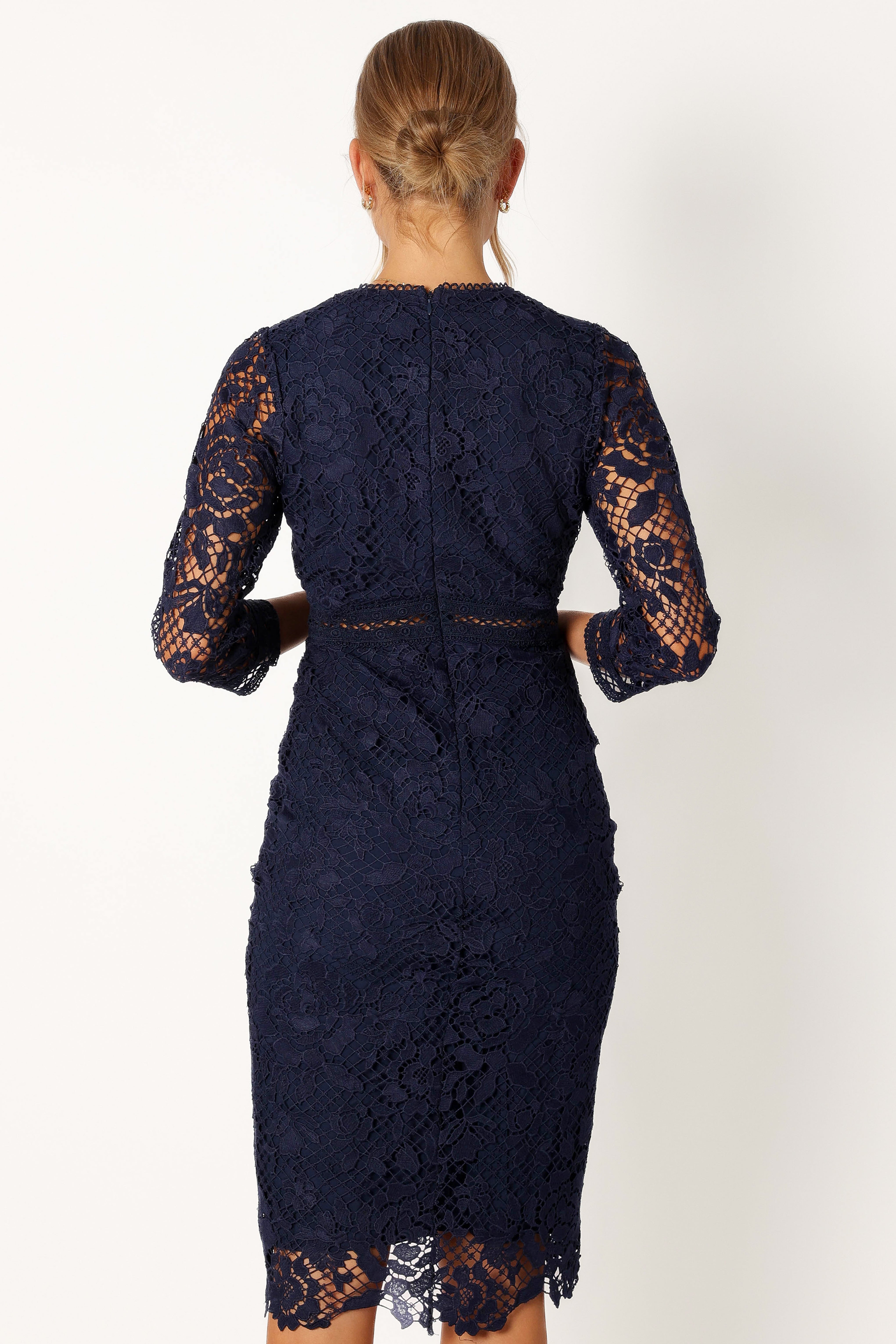 Pia Long Sleeve Midi Dress - Navy