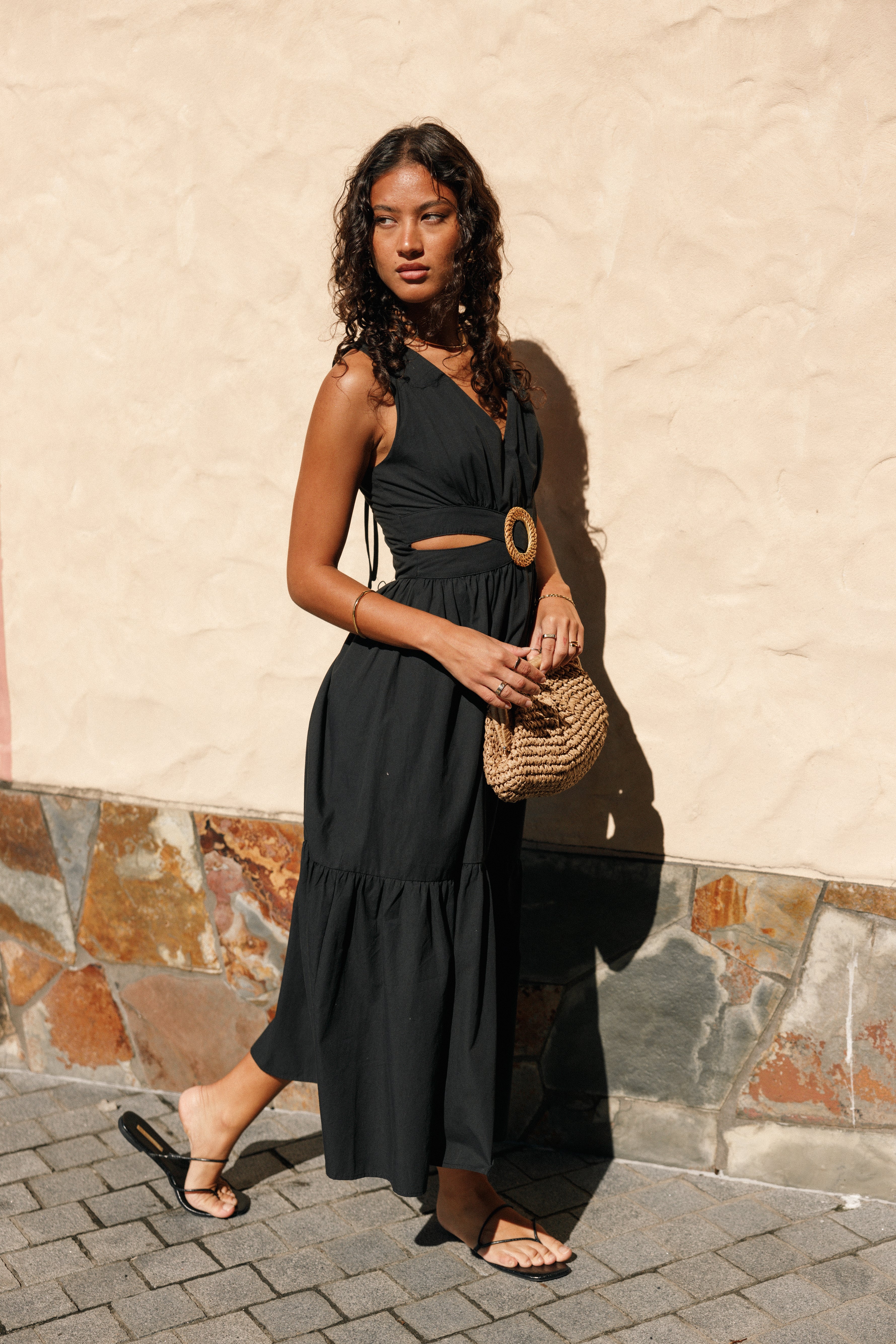 Carmella Midi Dress - Black