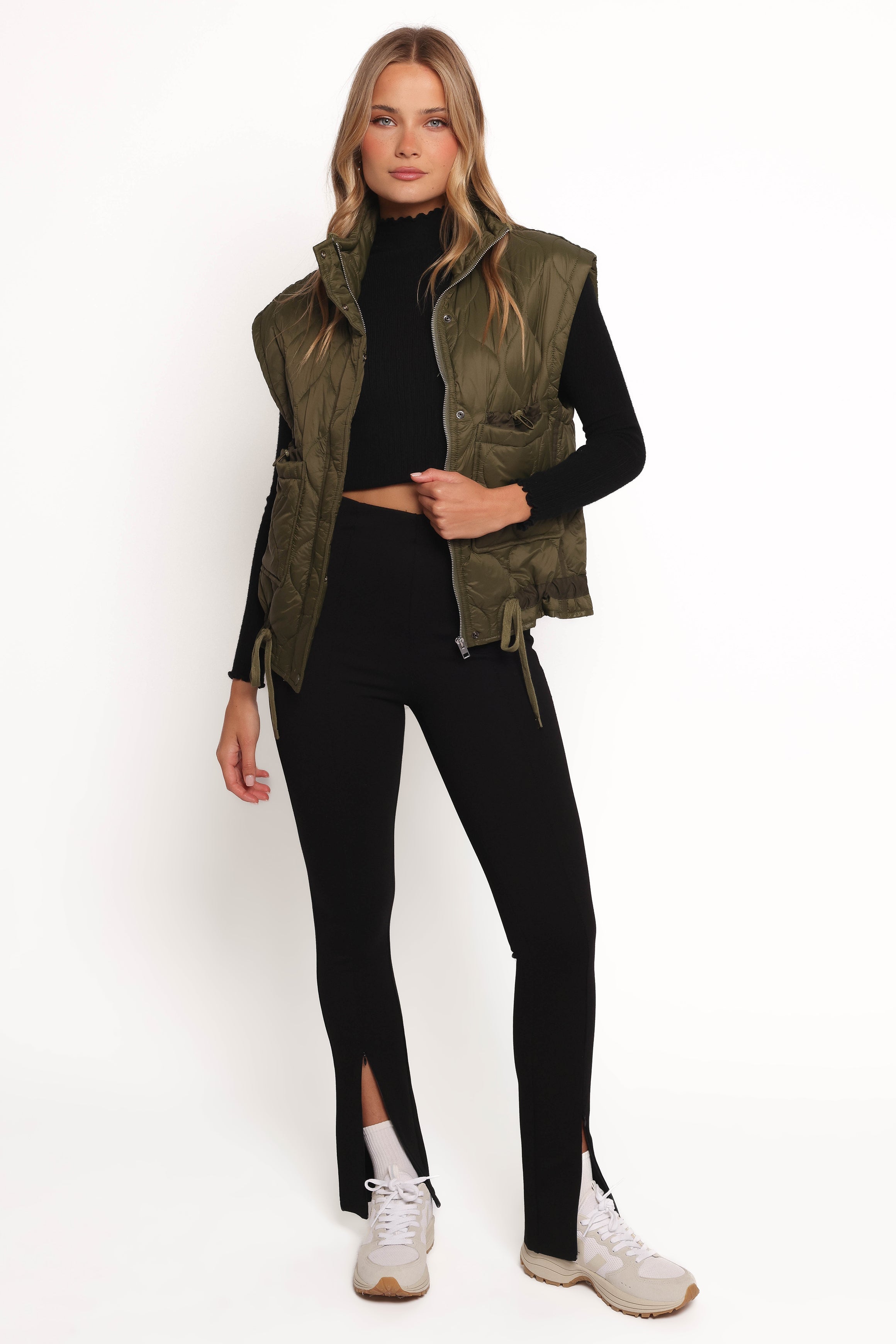 Haven Zip Front Puff Vest - Olive