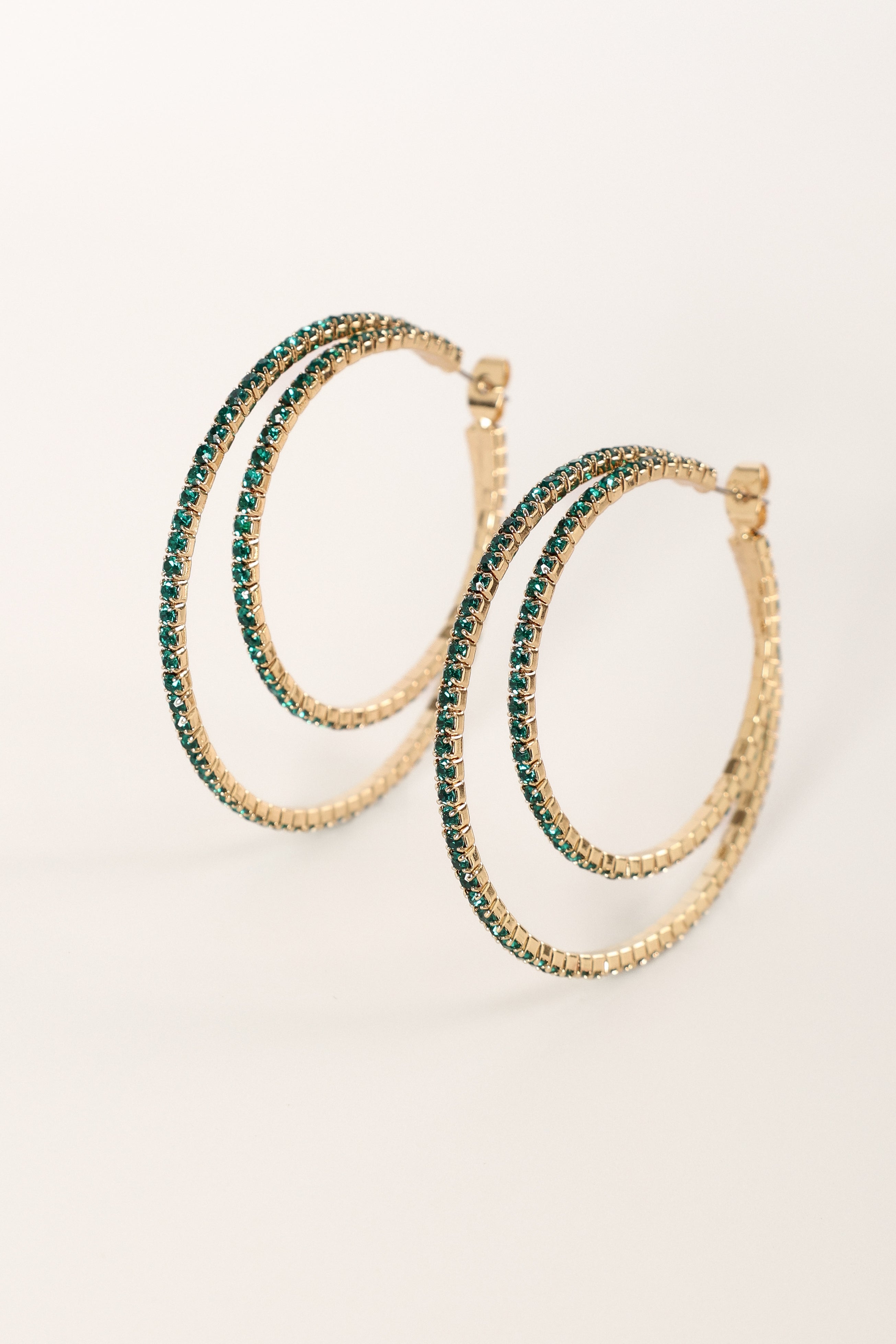 Dancer Double Hoop Earrings - Green