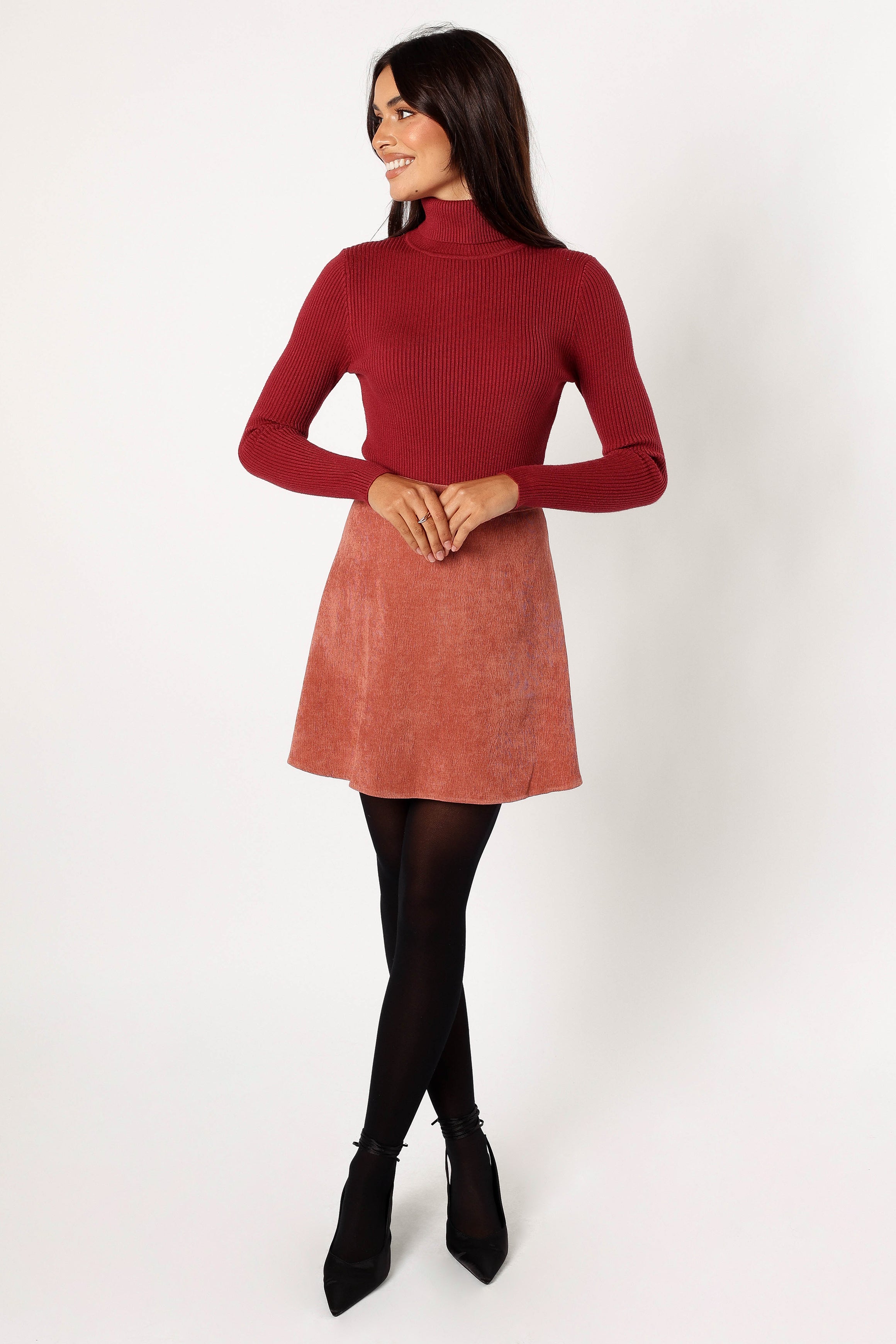 Tammy Cord Skirt - Brick