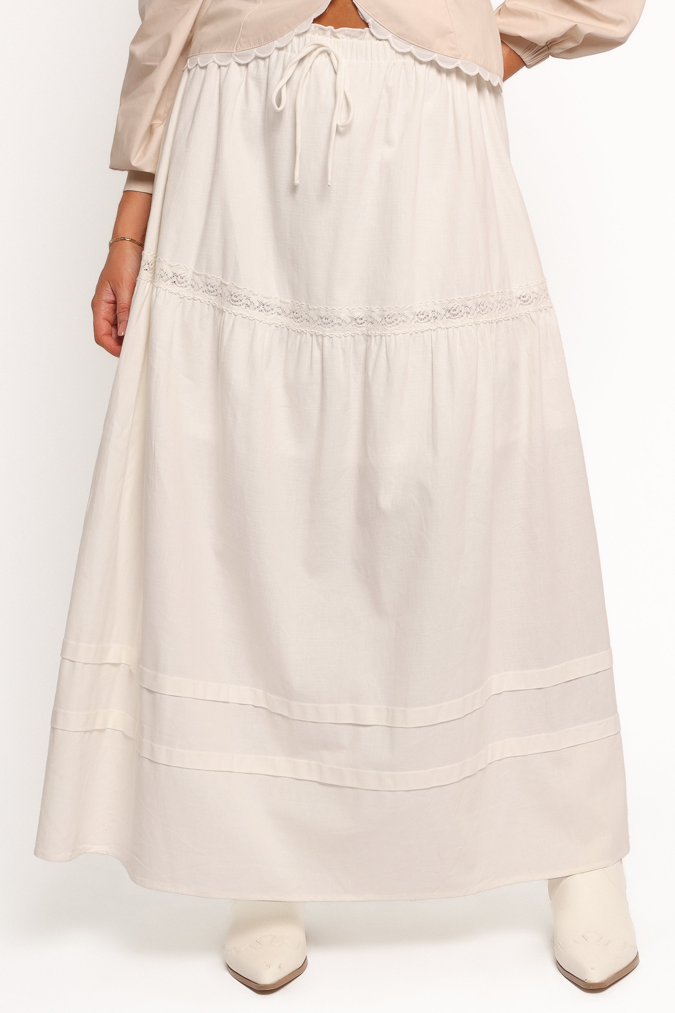 Darlia Tiered Maxi Skirt - White