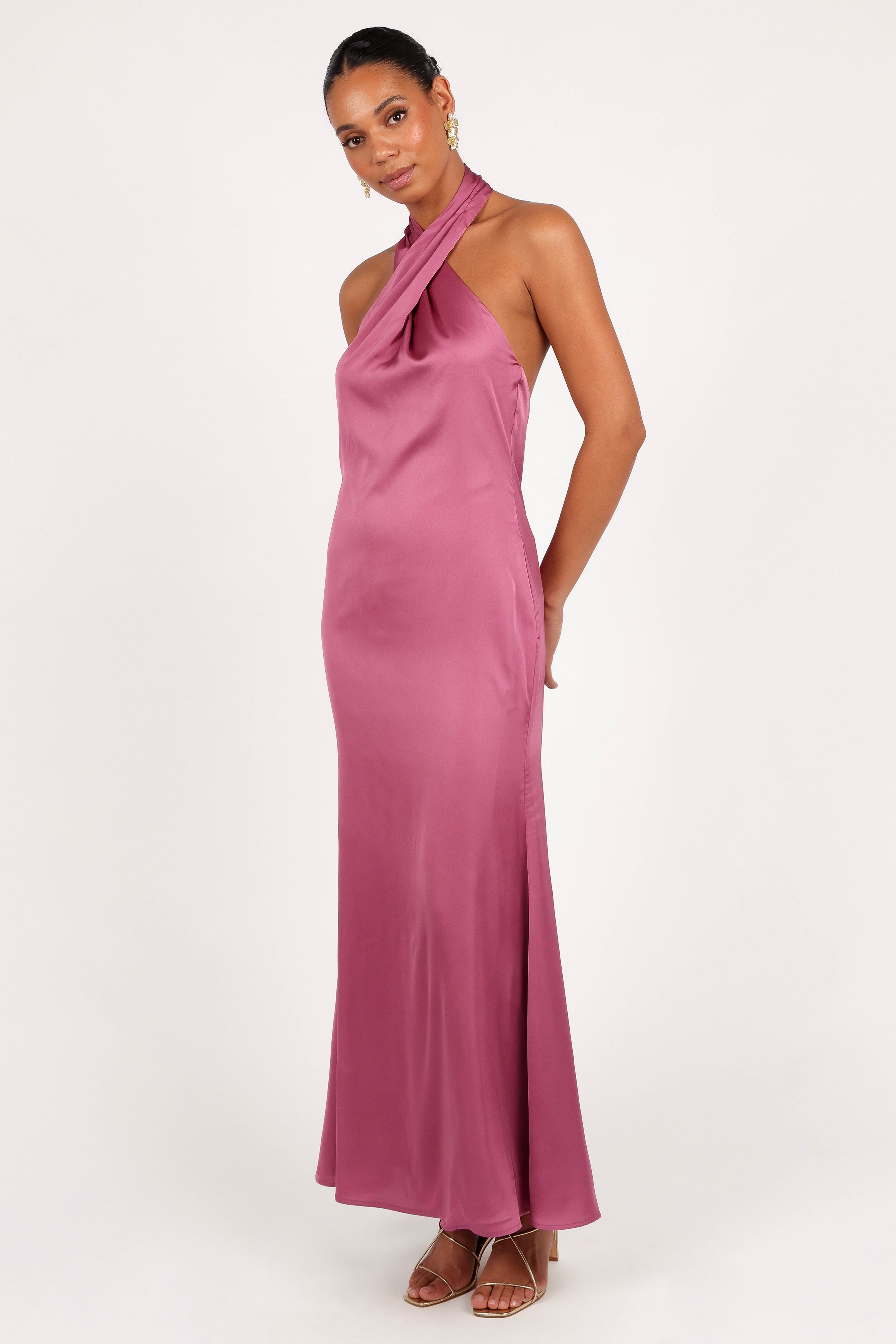 Mila Halterneck Maxi Dress - Dark Rose