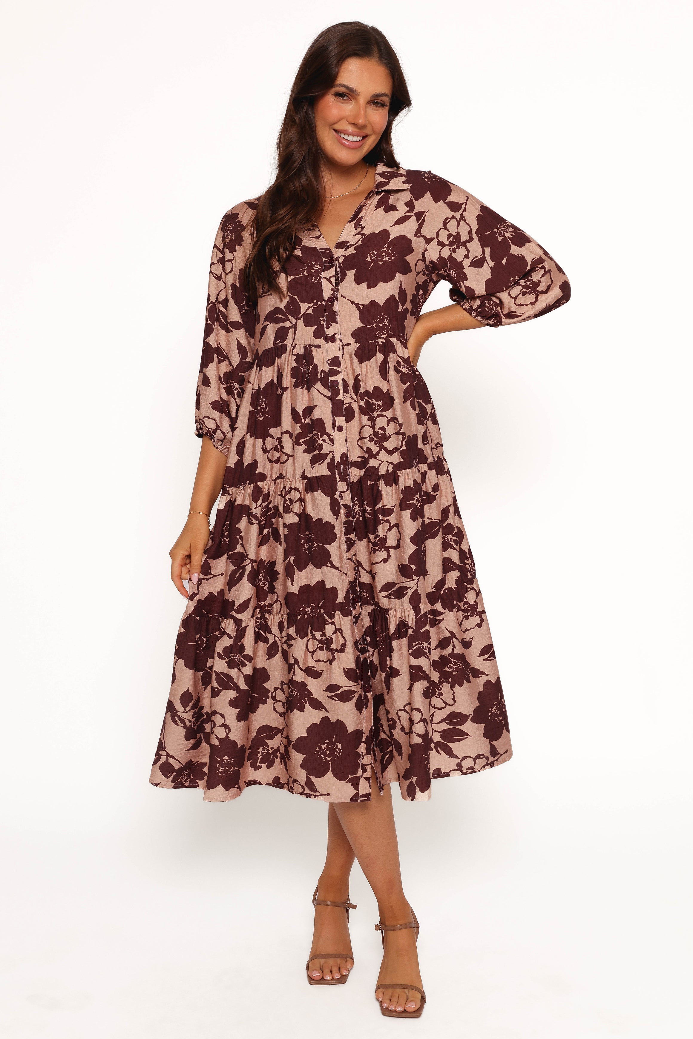 Isaac Maxi Dress - Brown Floral