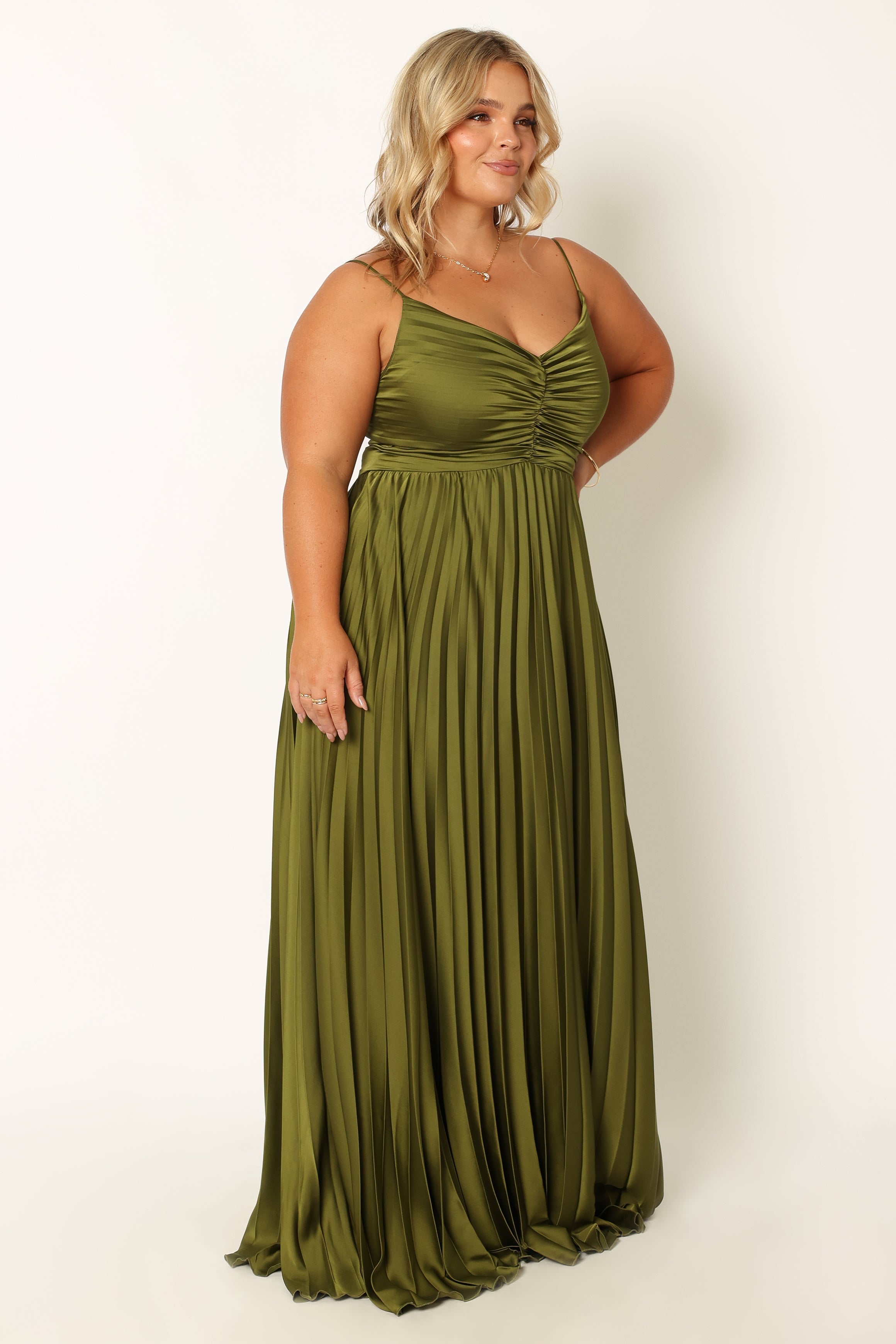 Naira Pleated Maxi Dress - Palm Green