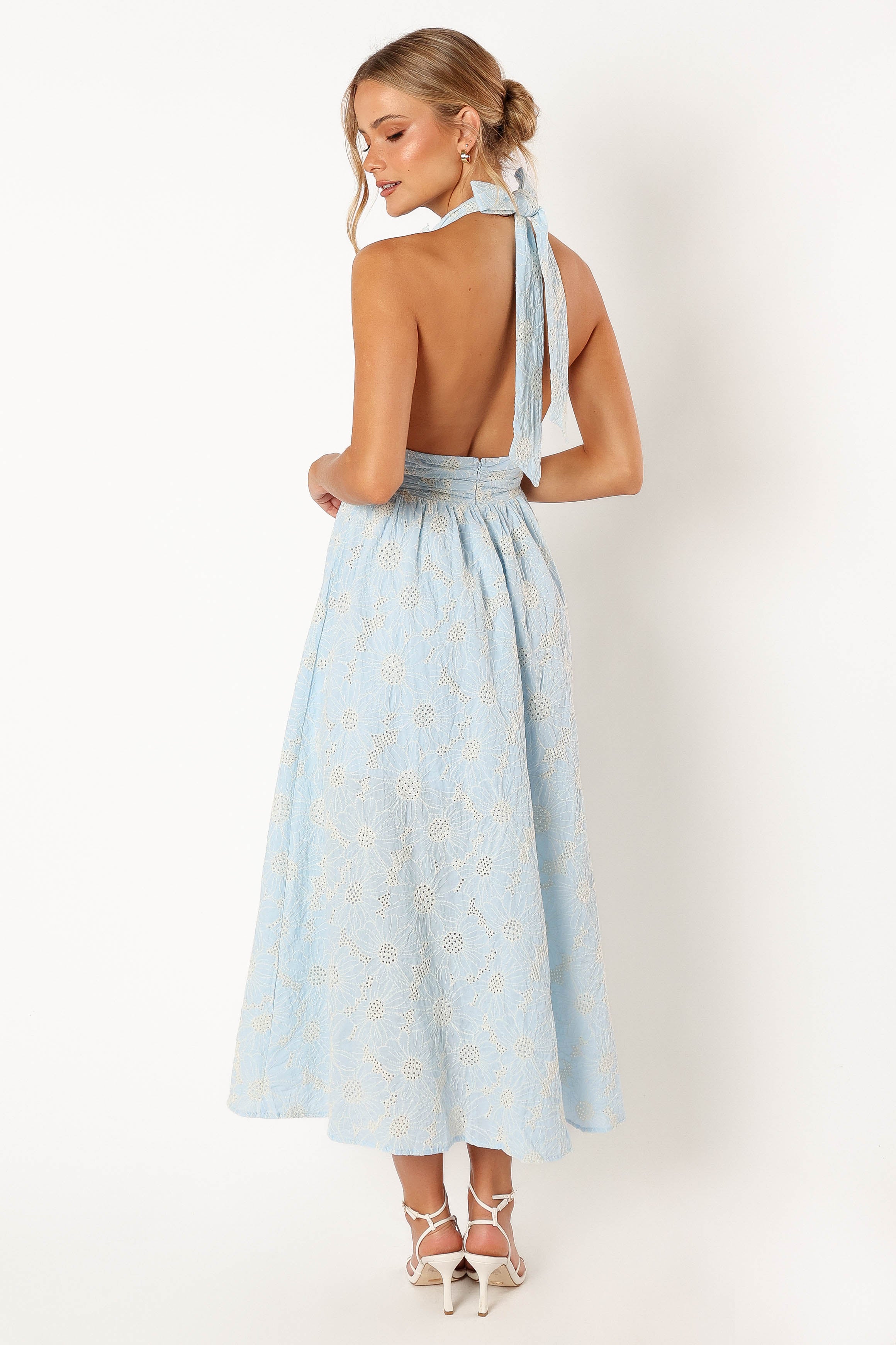 Taila Halterneck Midi Dress - Blue Floral