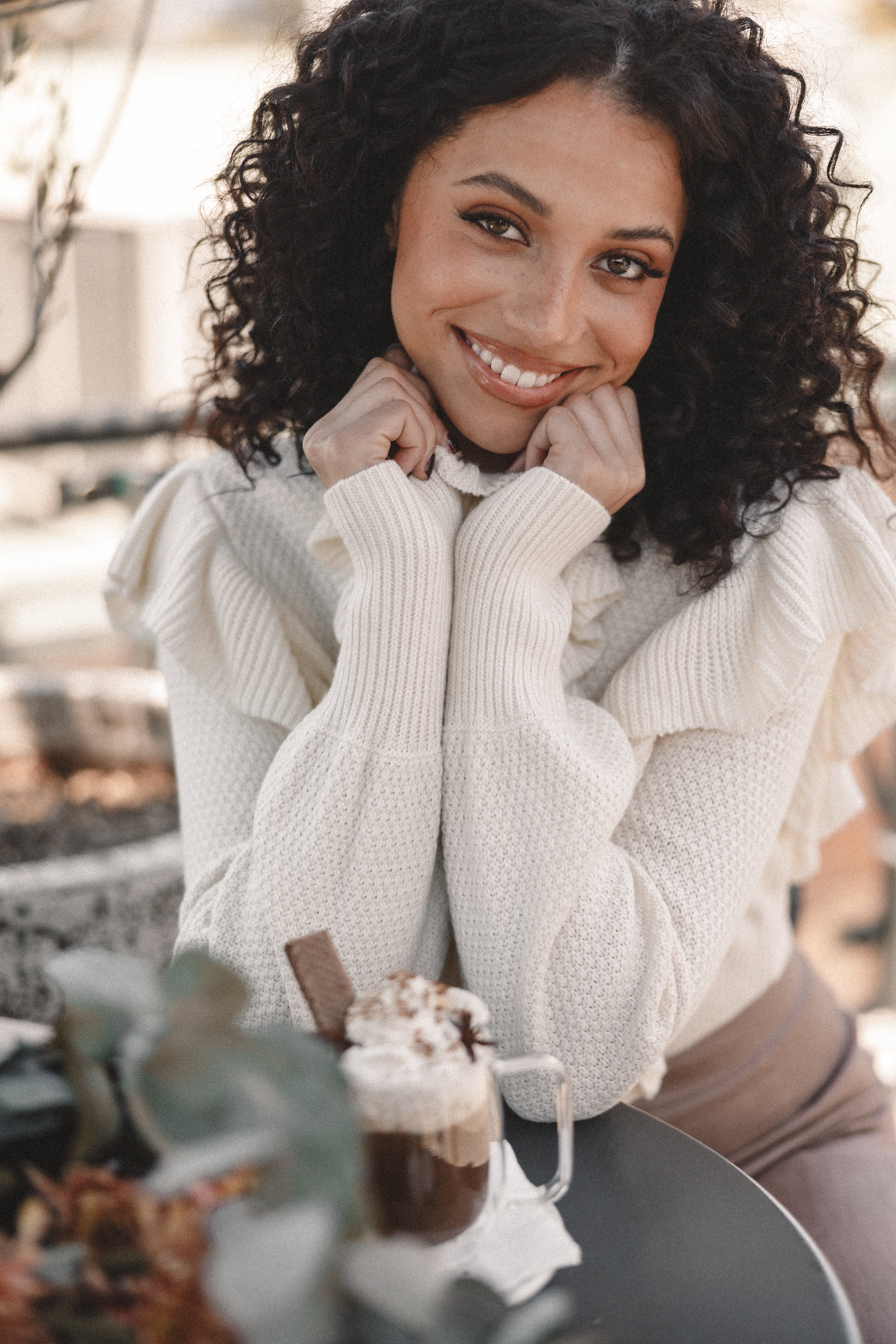 Charice Knit Long Sleeve Top - Cream