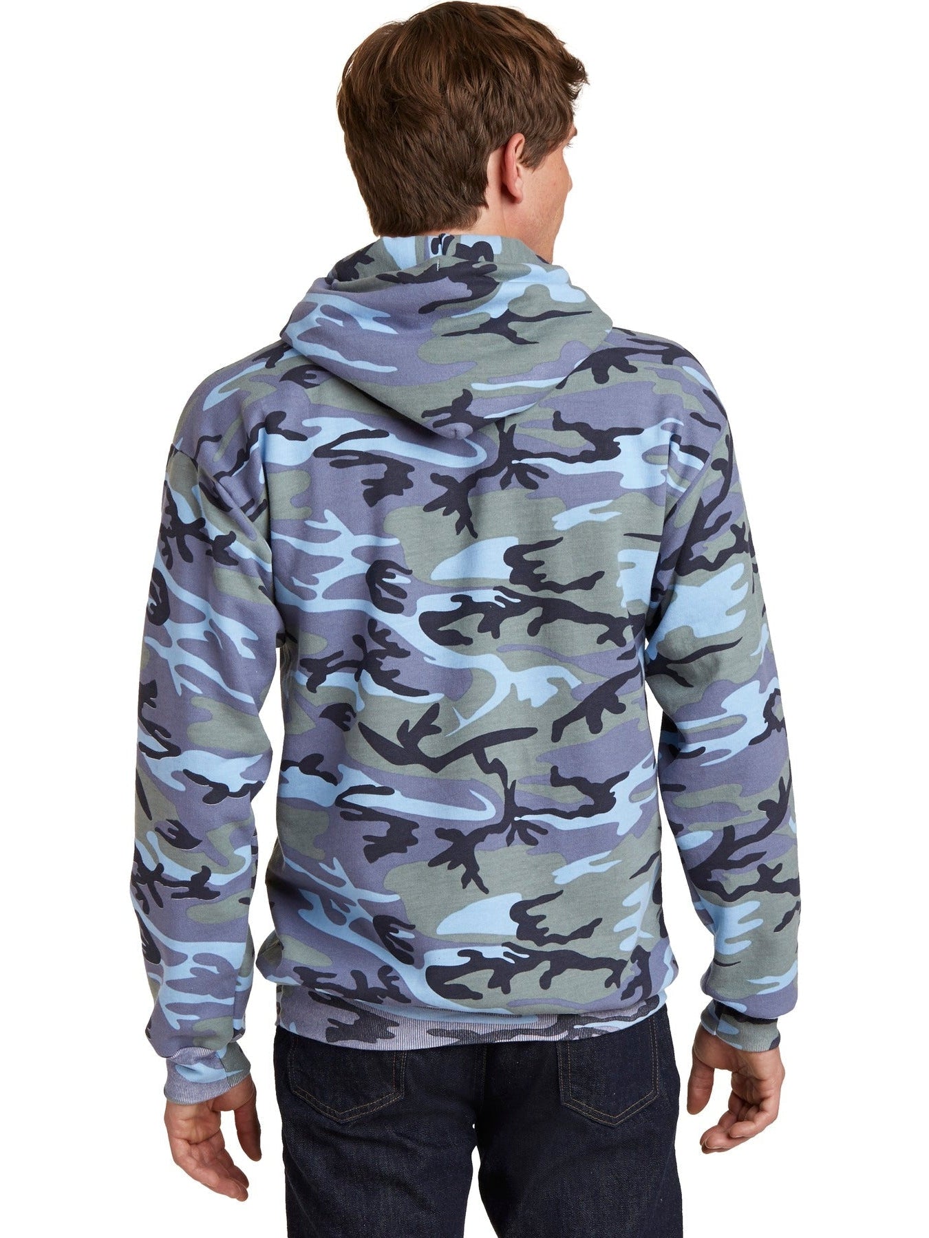 OUTLET-Port & Company Core Fleece Camo Pullover Hooded Sweatshirt