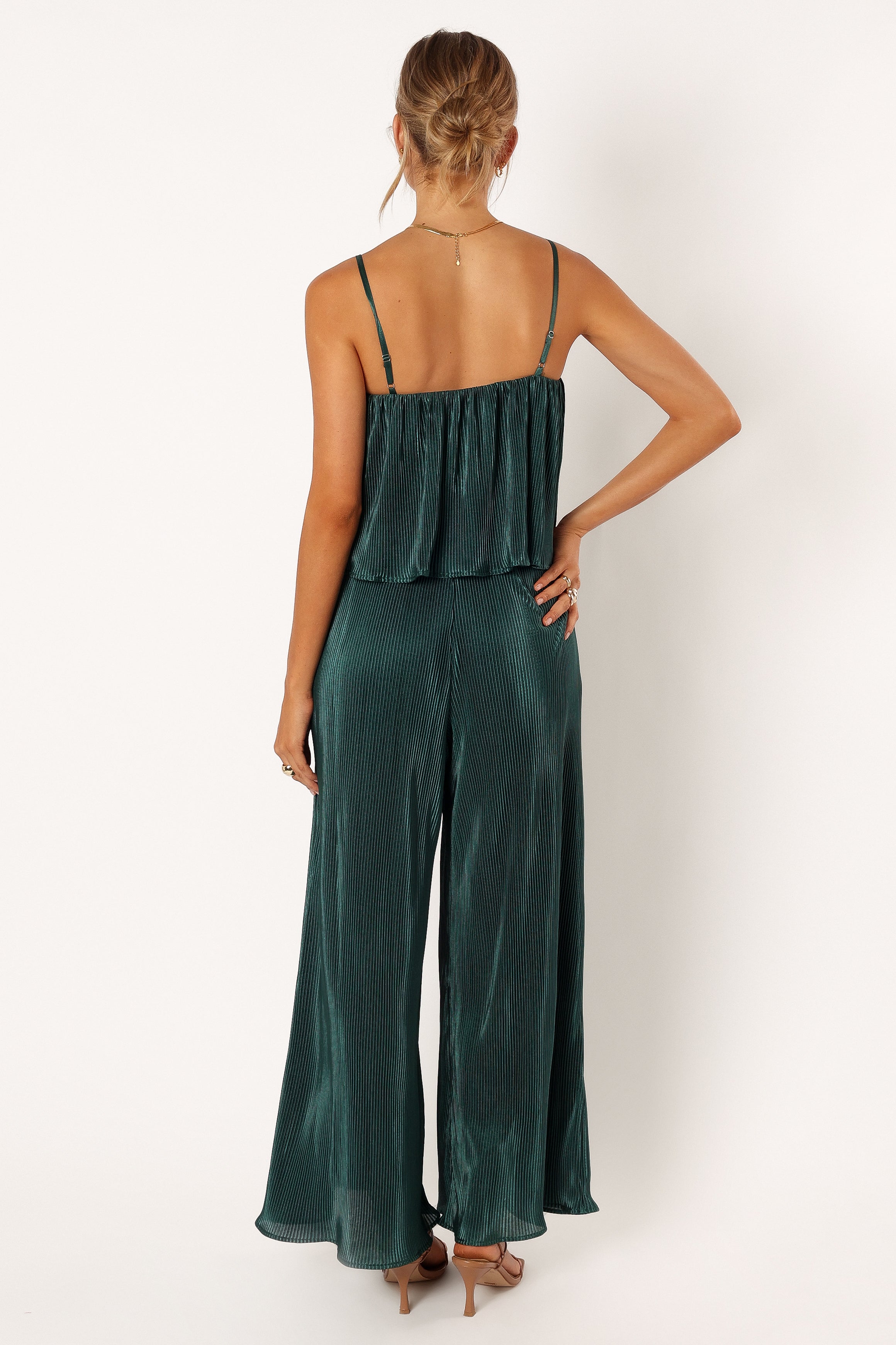 Jillian Plisse Jumpsuit - Emerald