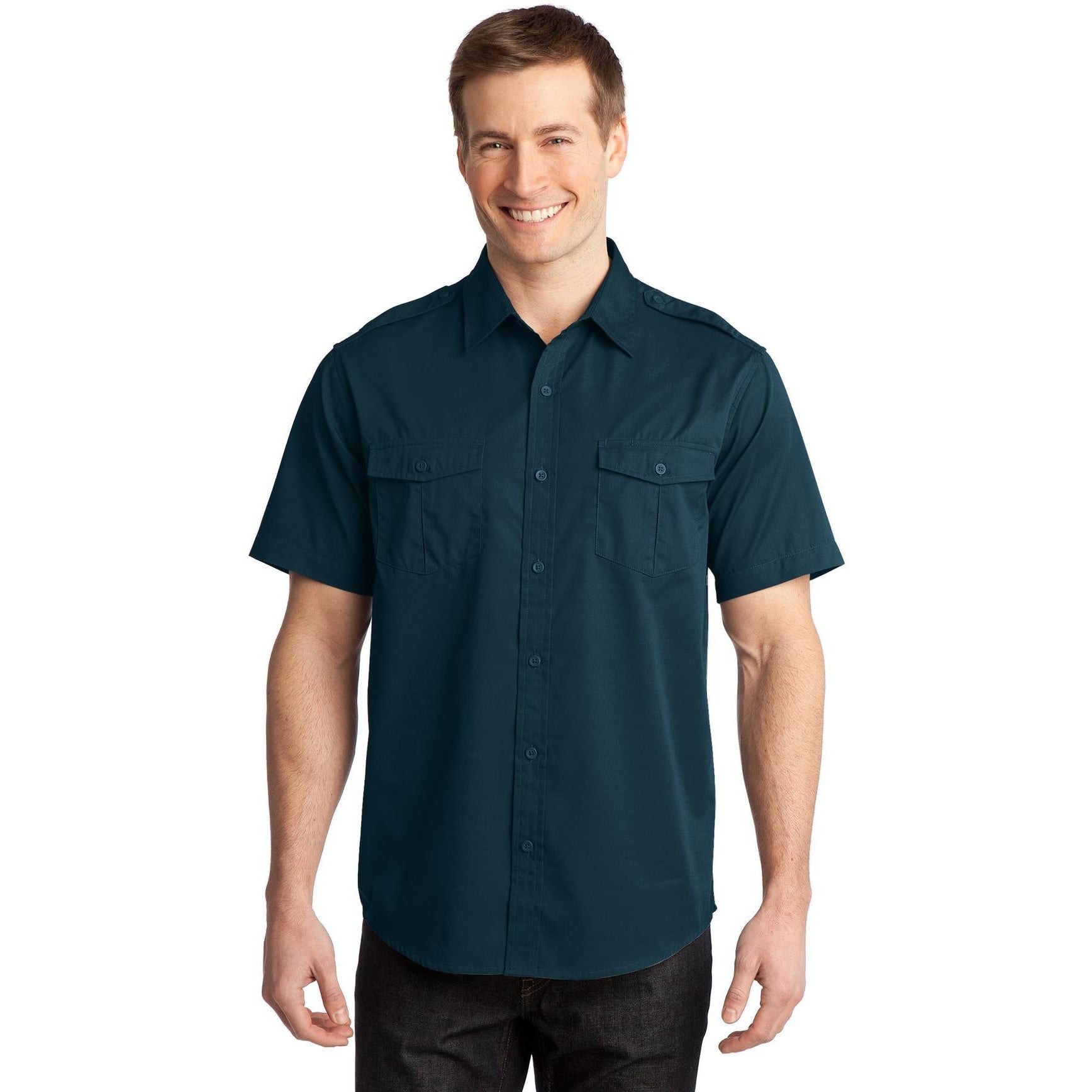 CLOSEOUT - Port Authority Stain-Release Short Sleeve Twill Shirt