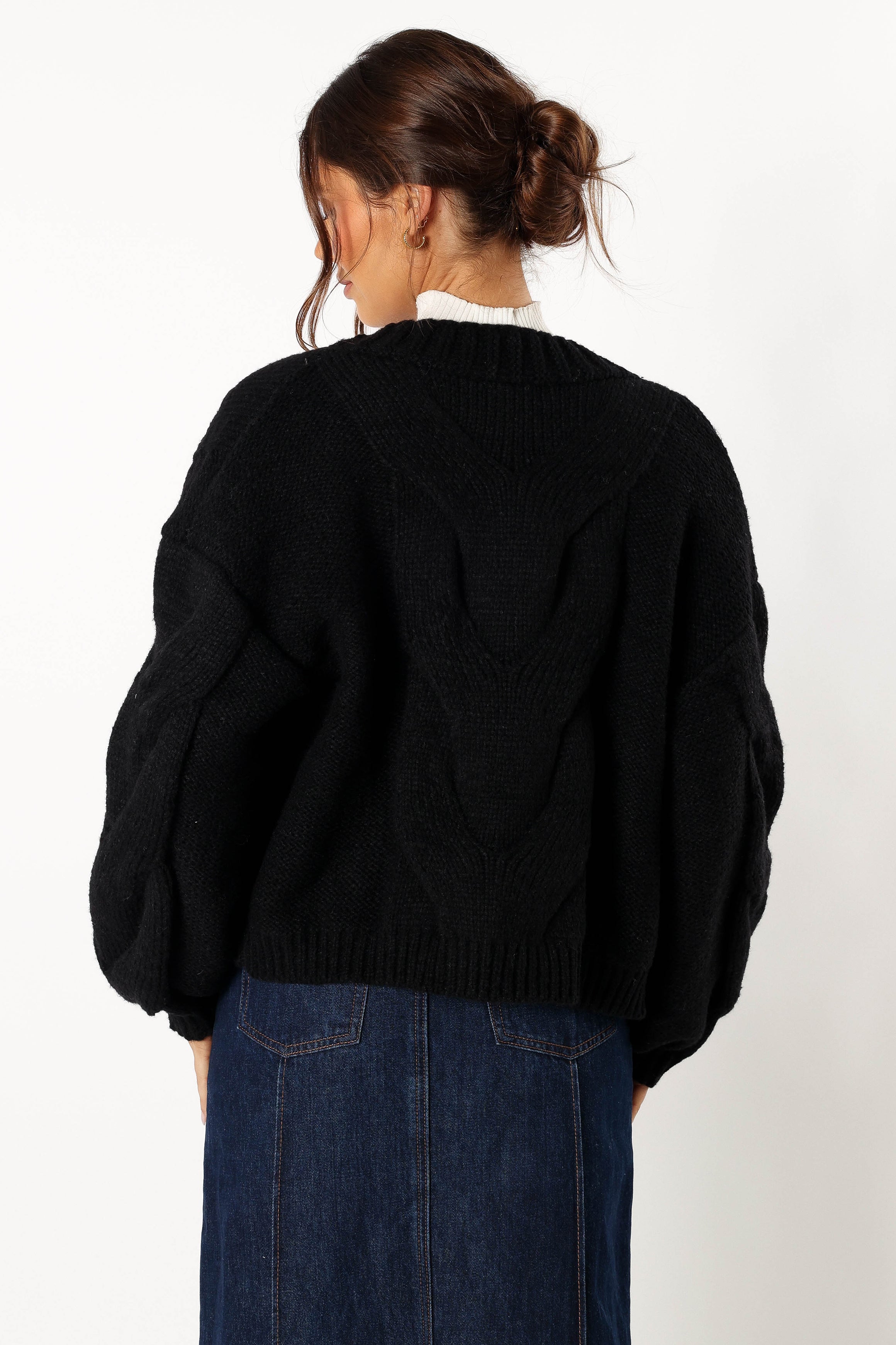 Oaklee Large Knit Back Cardigan - Black