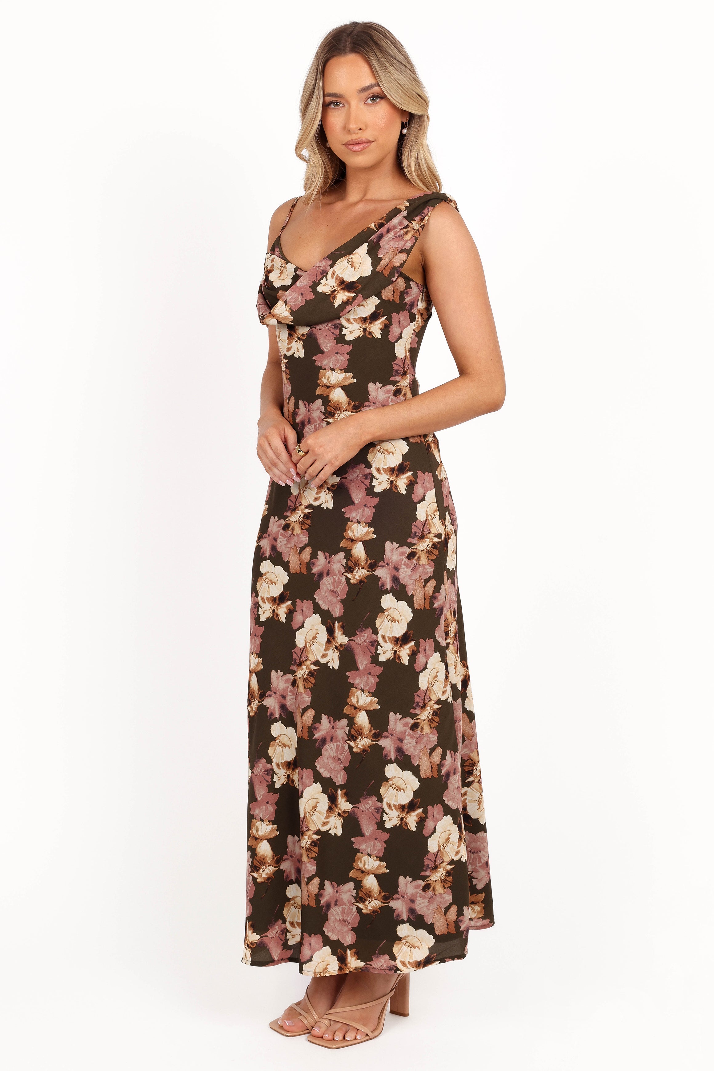 Kamryn Midi Dress - Olive Floral