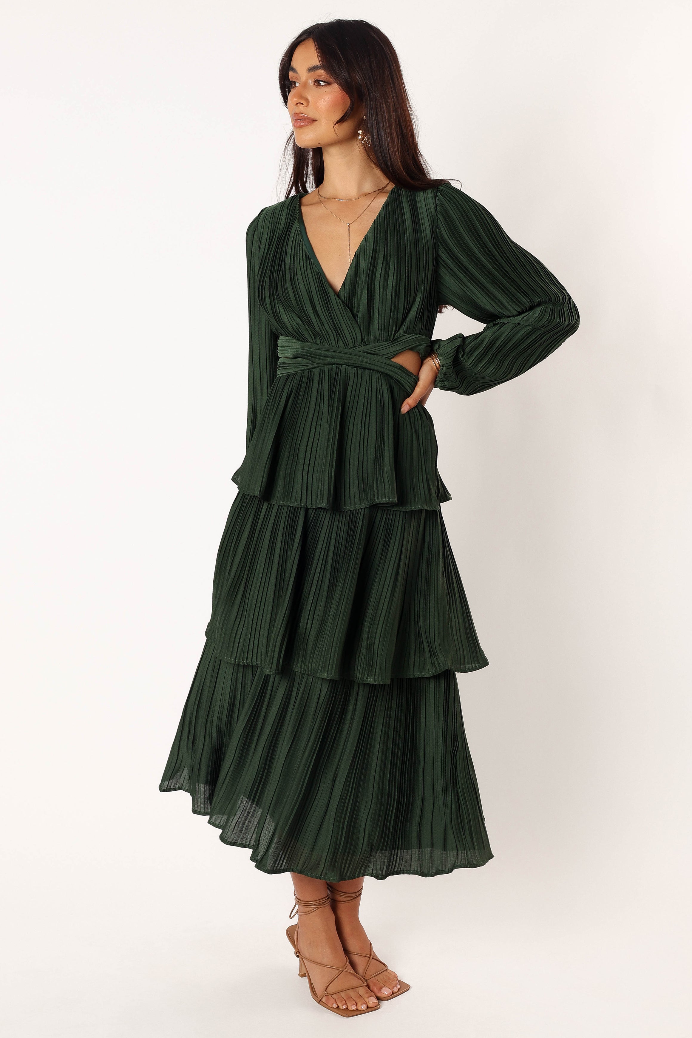 Pippa Long Sleeve Midi Dress - Emerald