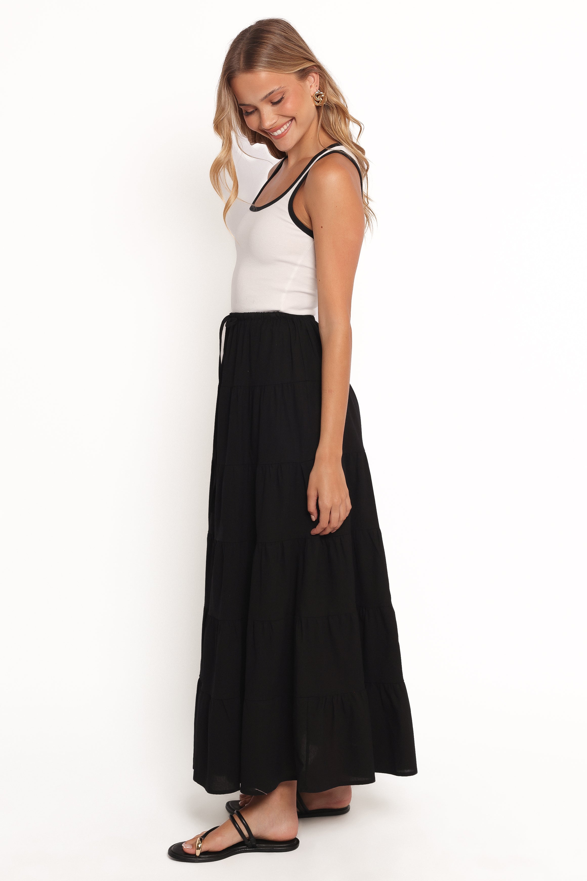 Archy Tiered Maxi Skirt - Black