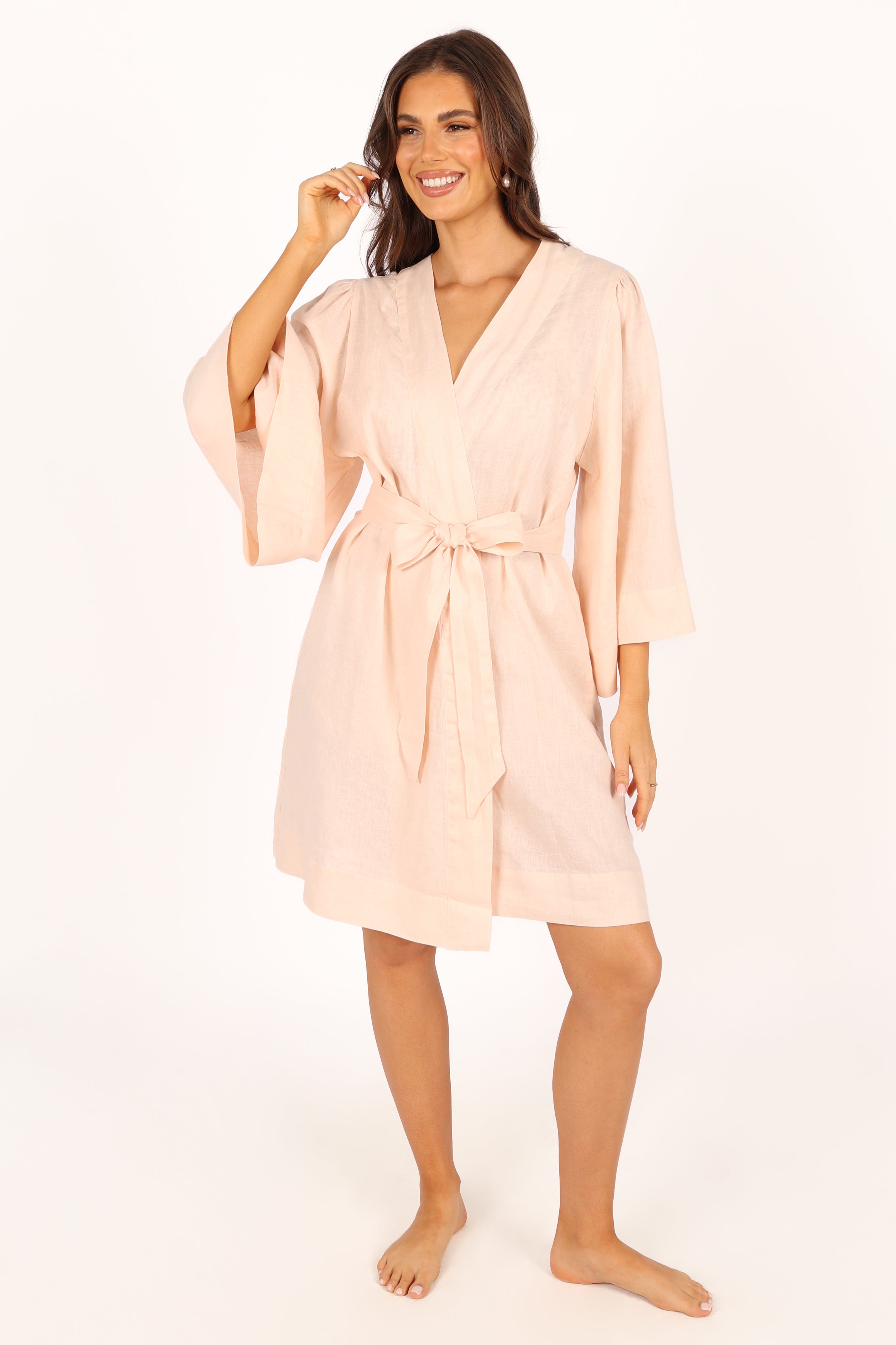 Nuala Linen Robe - Blush