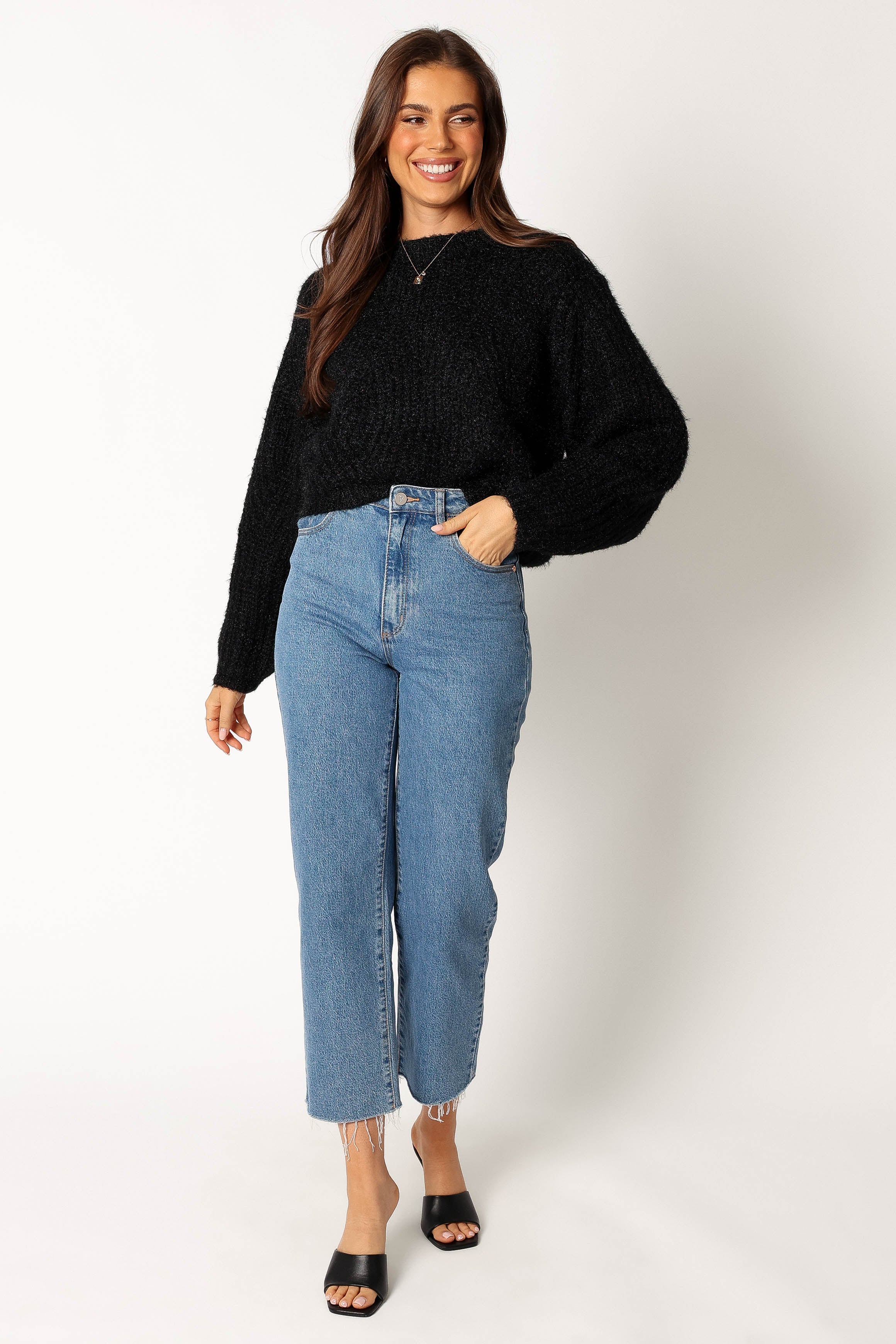 Magnolia Shimmer Knit Sweater - Black