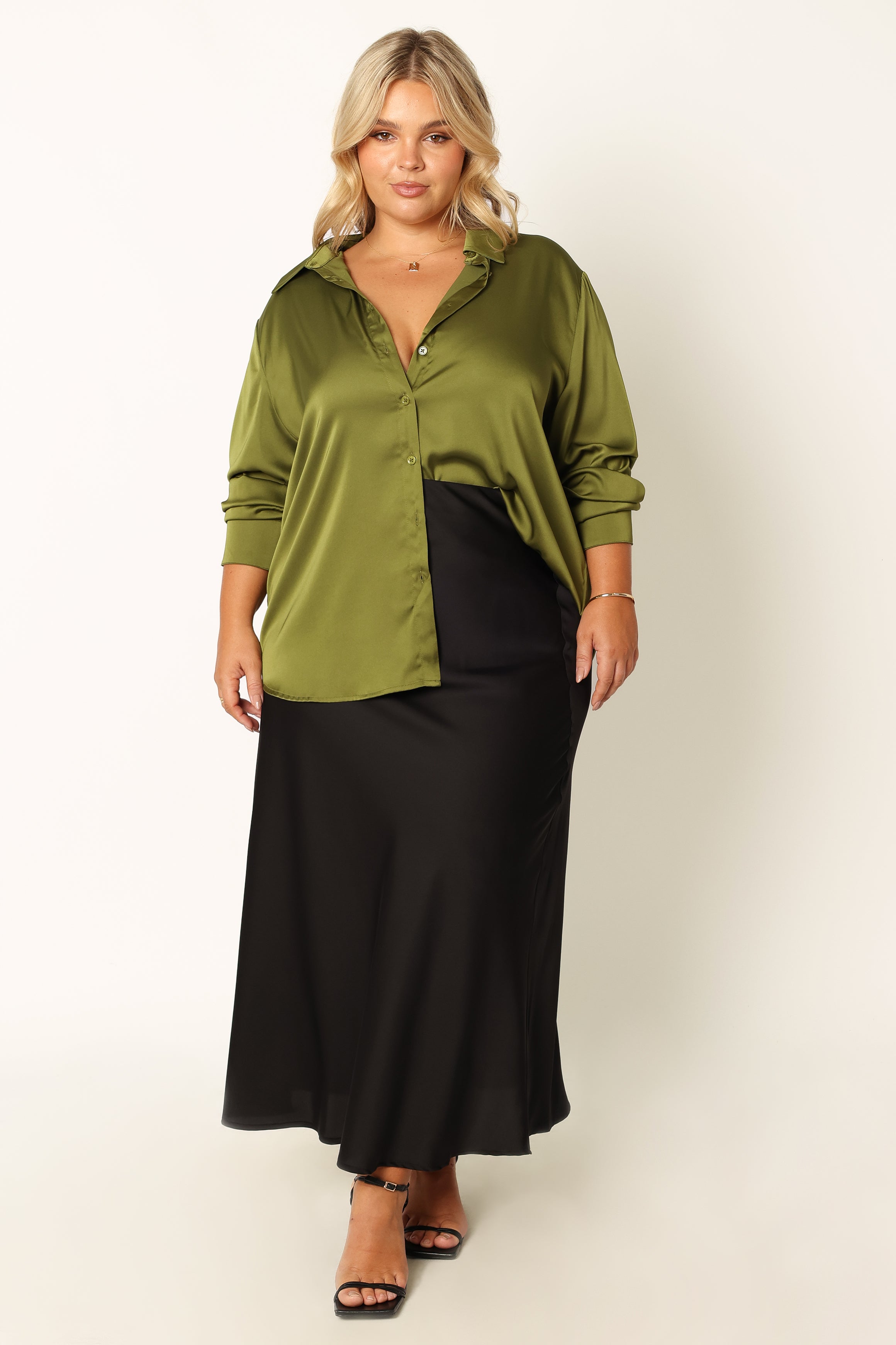 Narissa Satin Shirt - Palm Green