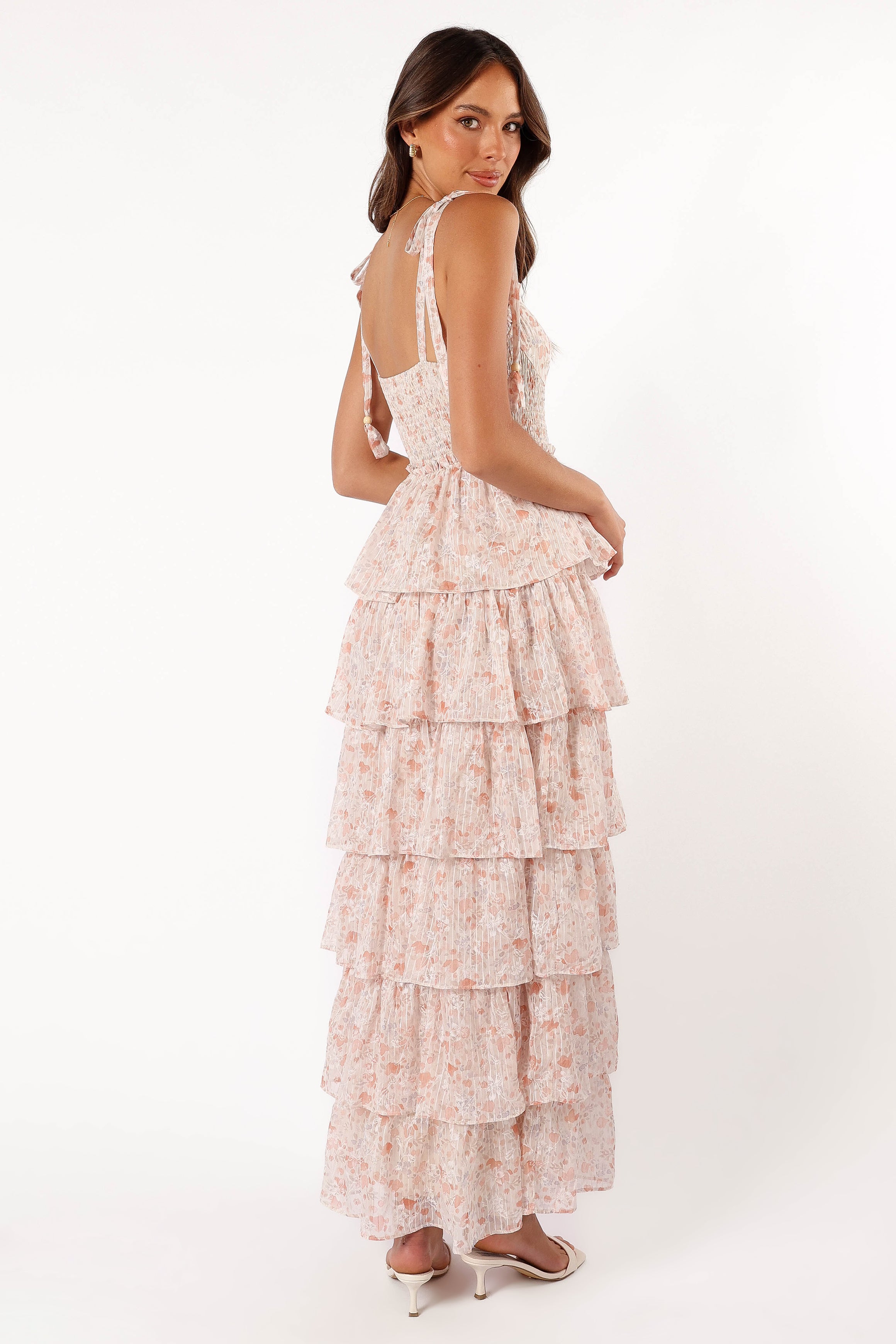 Kristah Maxi Dress - Peach Floral