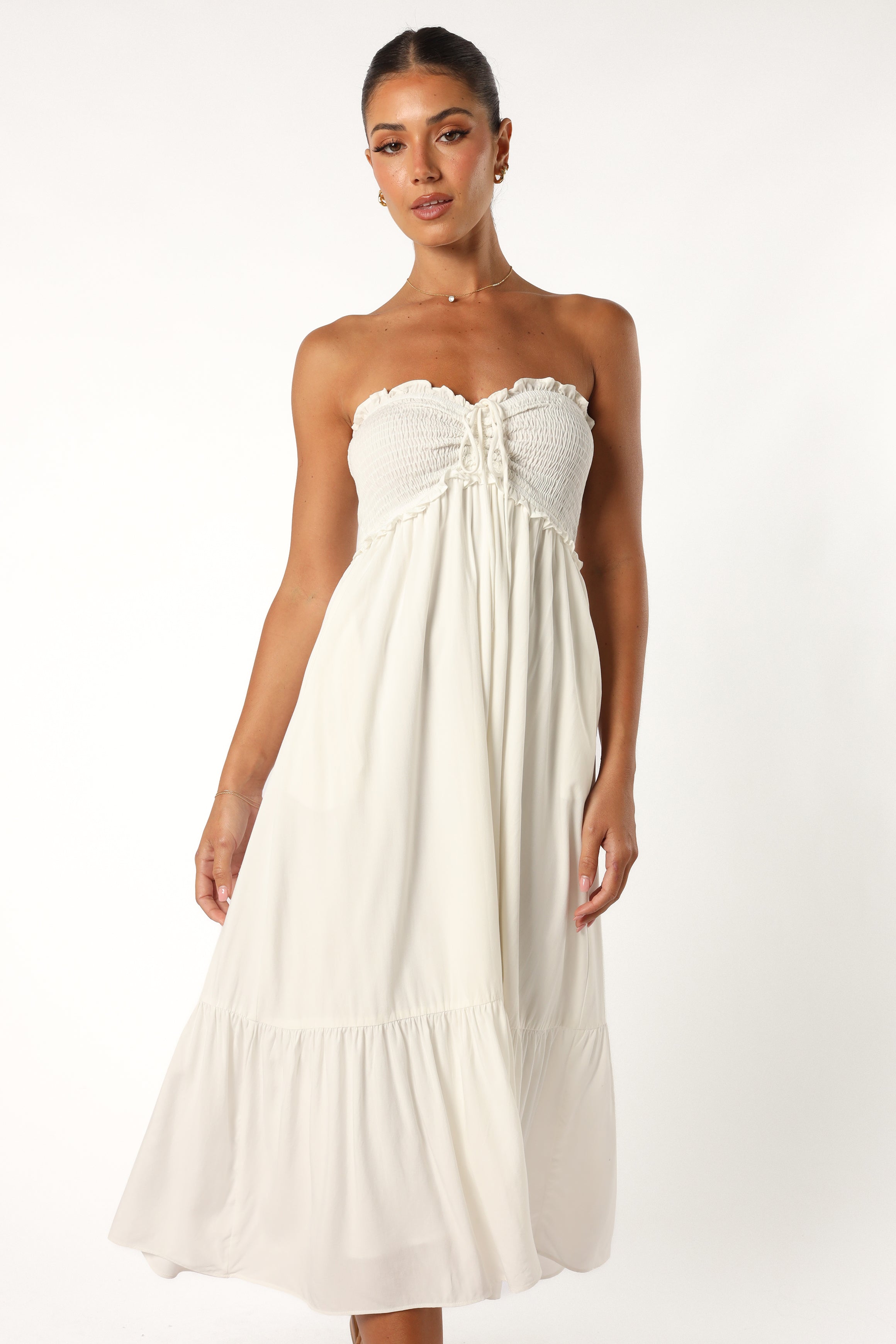 Dayton Strapless Midi Dress - White