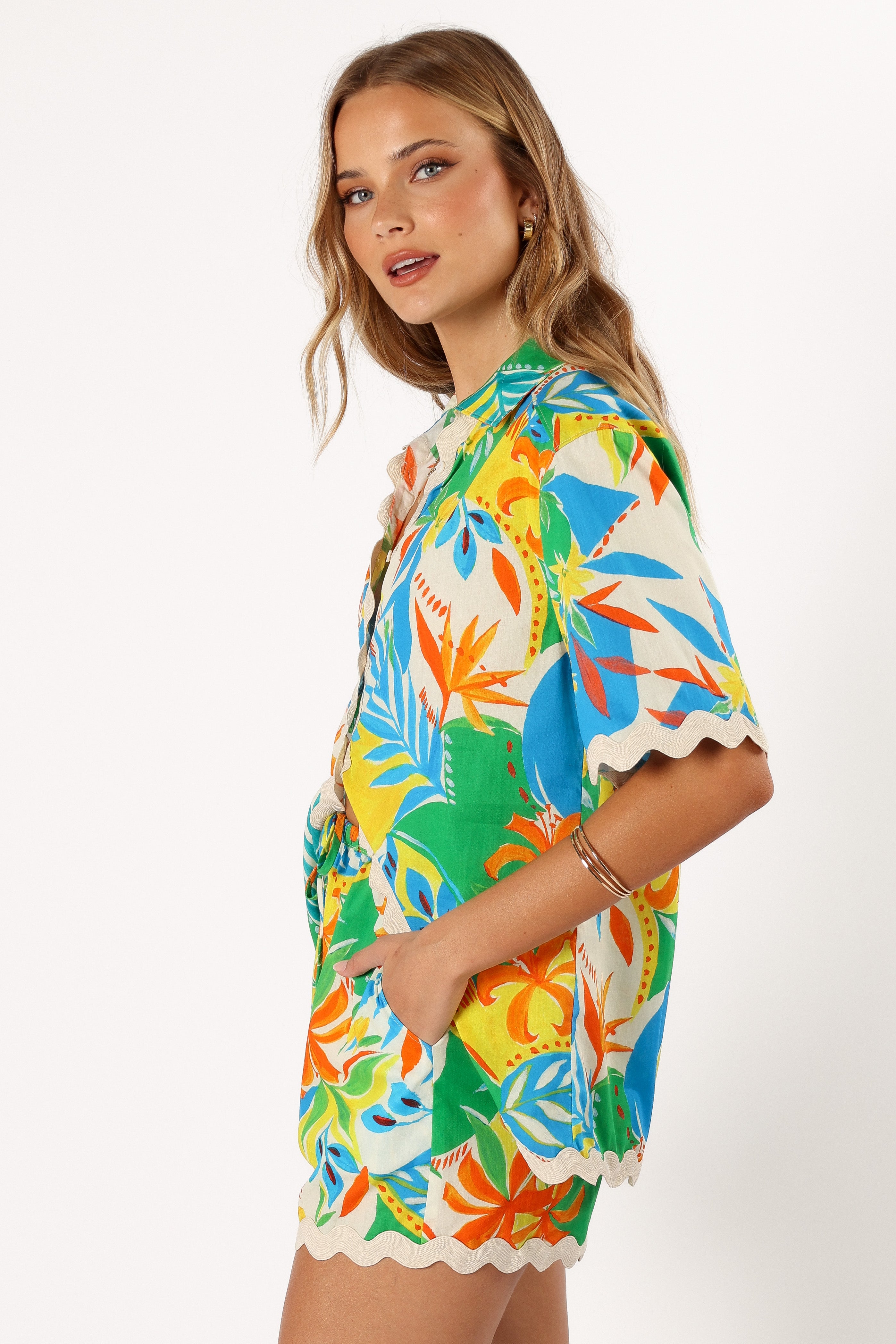 Harriet Button Down Top - Malta Print