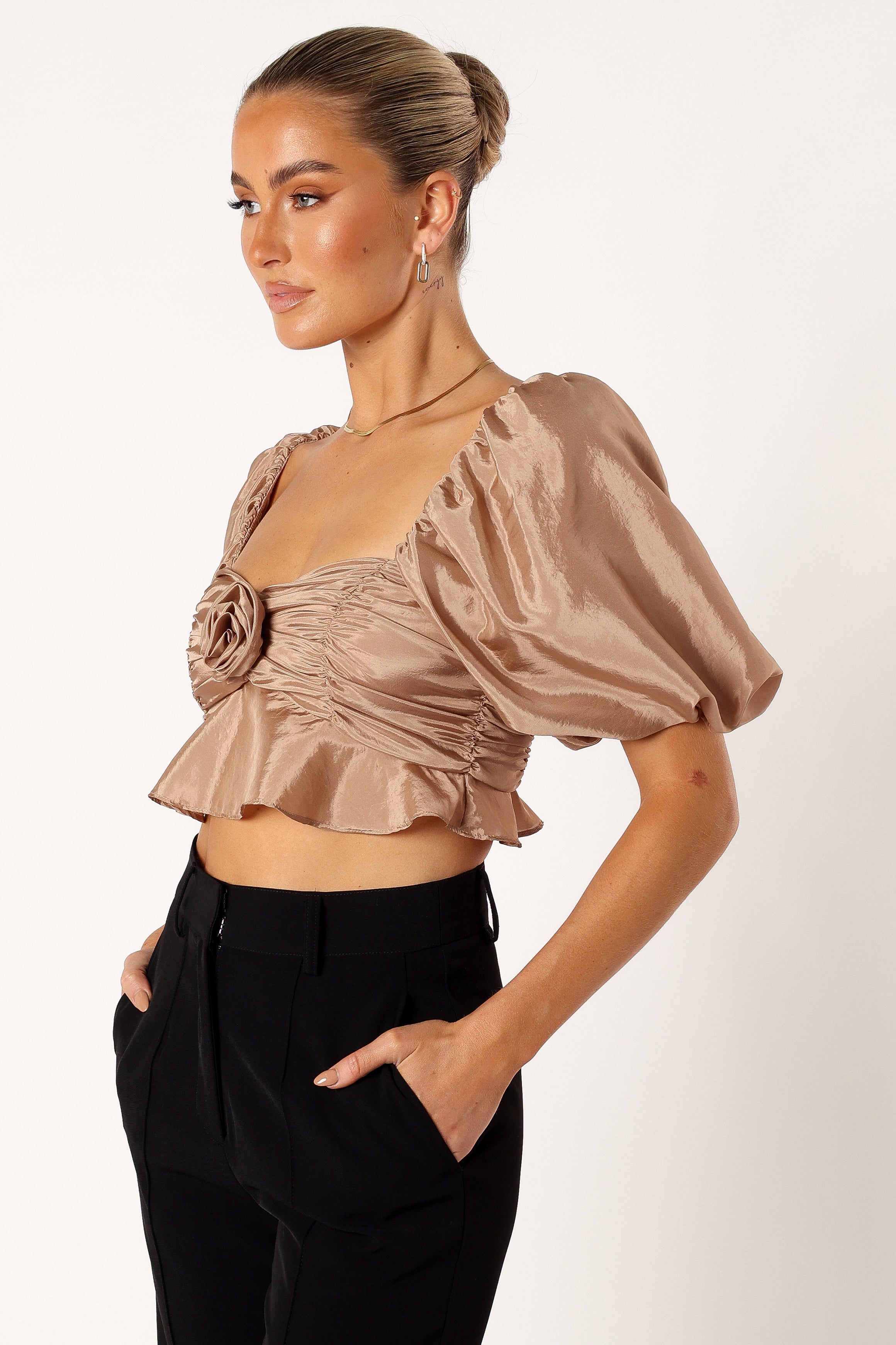 Bessie Rosette Top - Champagne