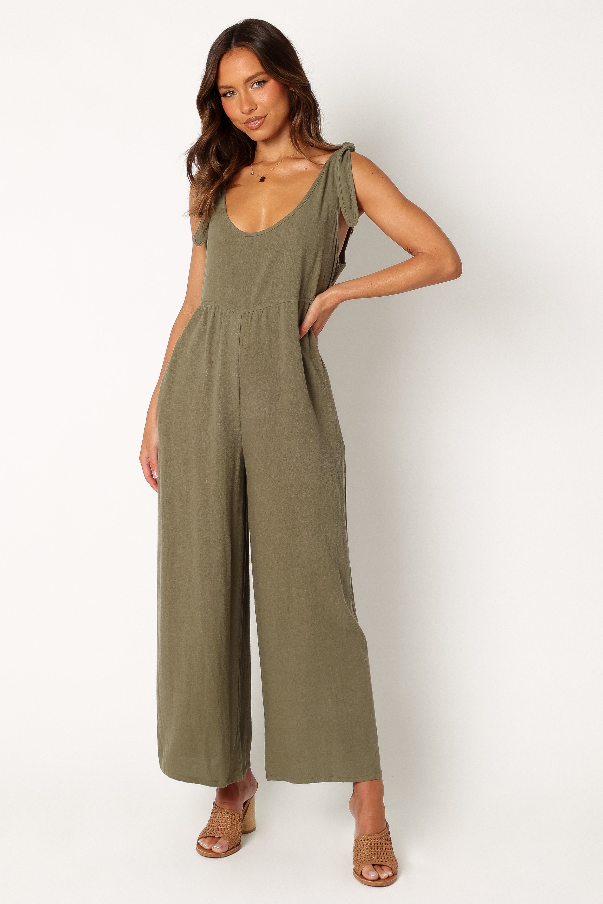 Ayla Linen Jumpsuit - Olive