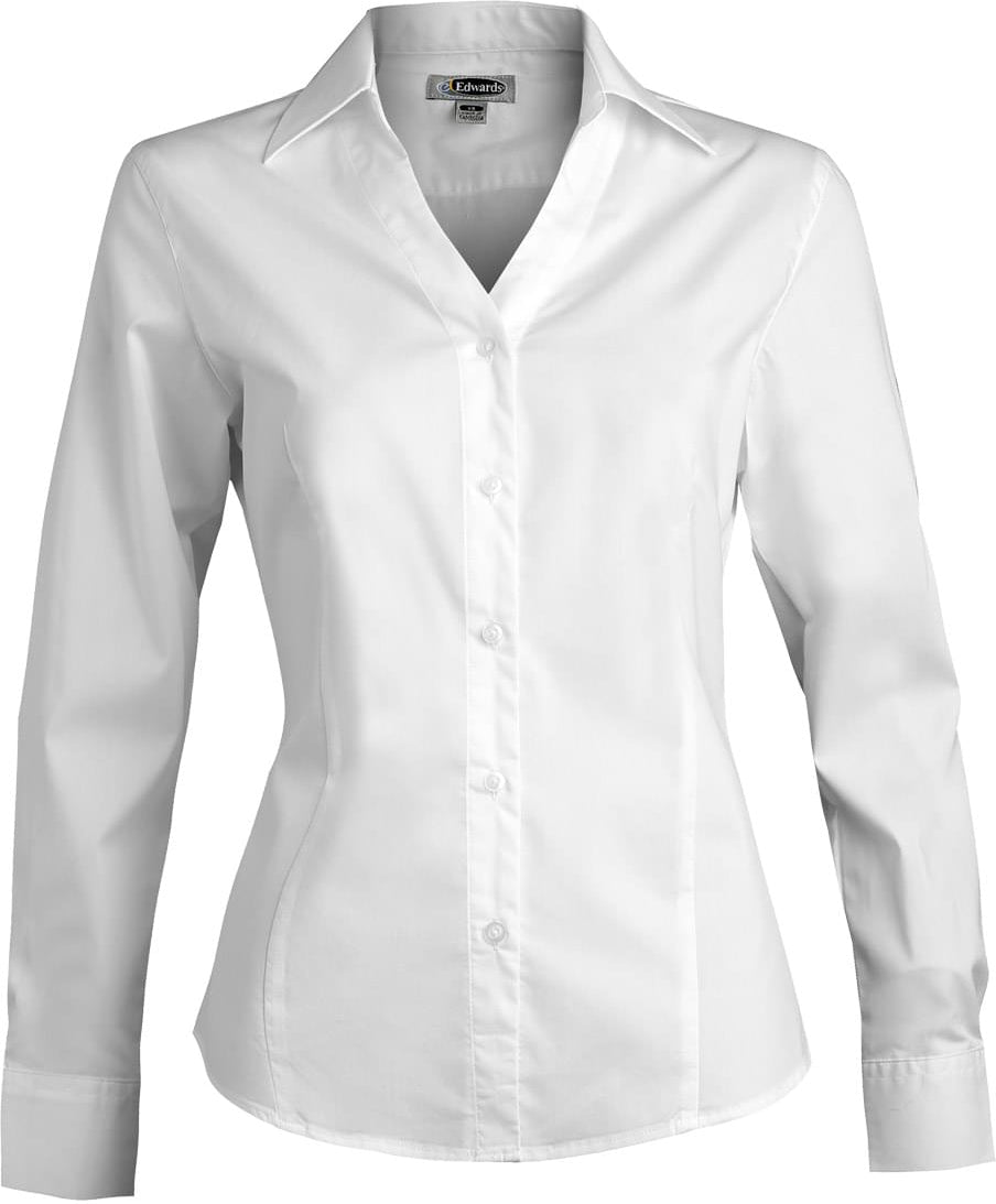 OUTLET-Edwards Ladies Tailored V Neck Stretch Blouse Long Sleeve