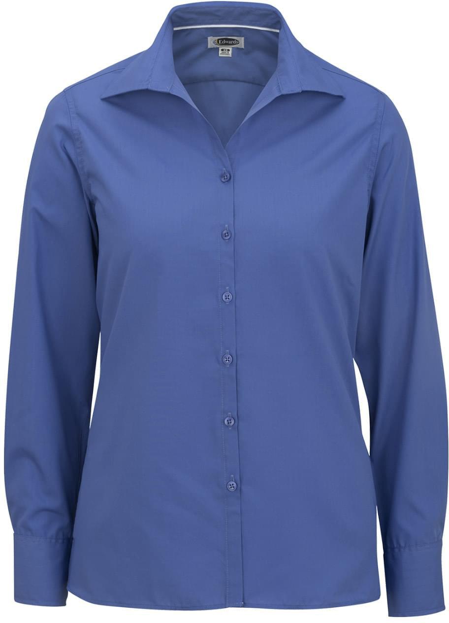 Edwards Ladies Lightweight Open Neck Poplin Blouse Long Sleeve