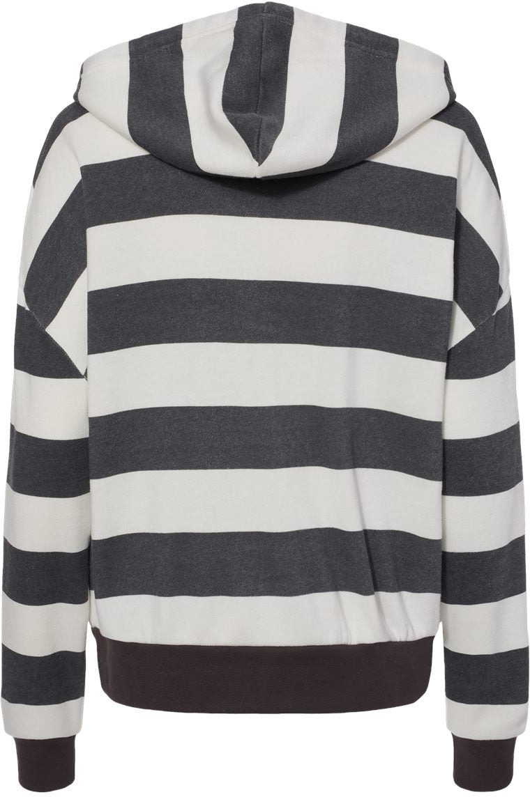 MV Sport Ladies Striped Fleece Boxy Hooded Sweatshirt