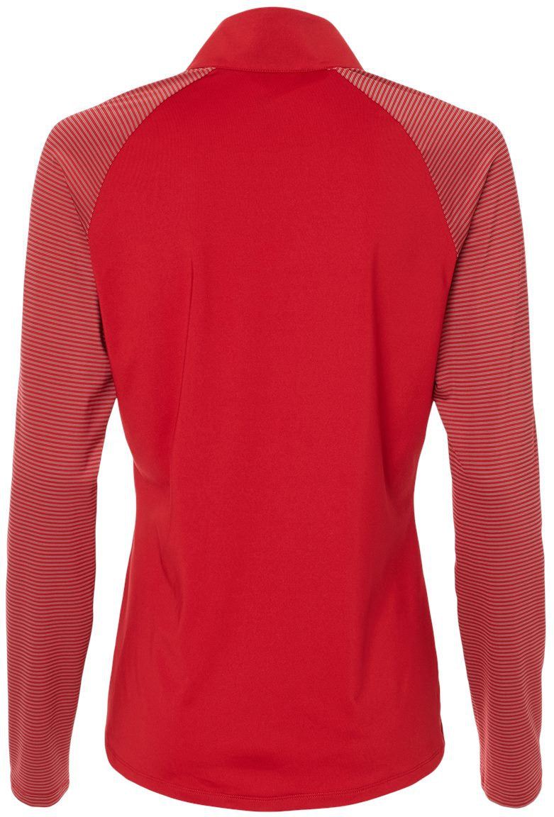 Adidas Ladies Stripe Block Quarter-Zip Pullover