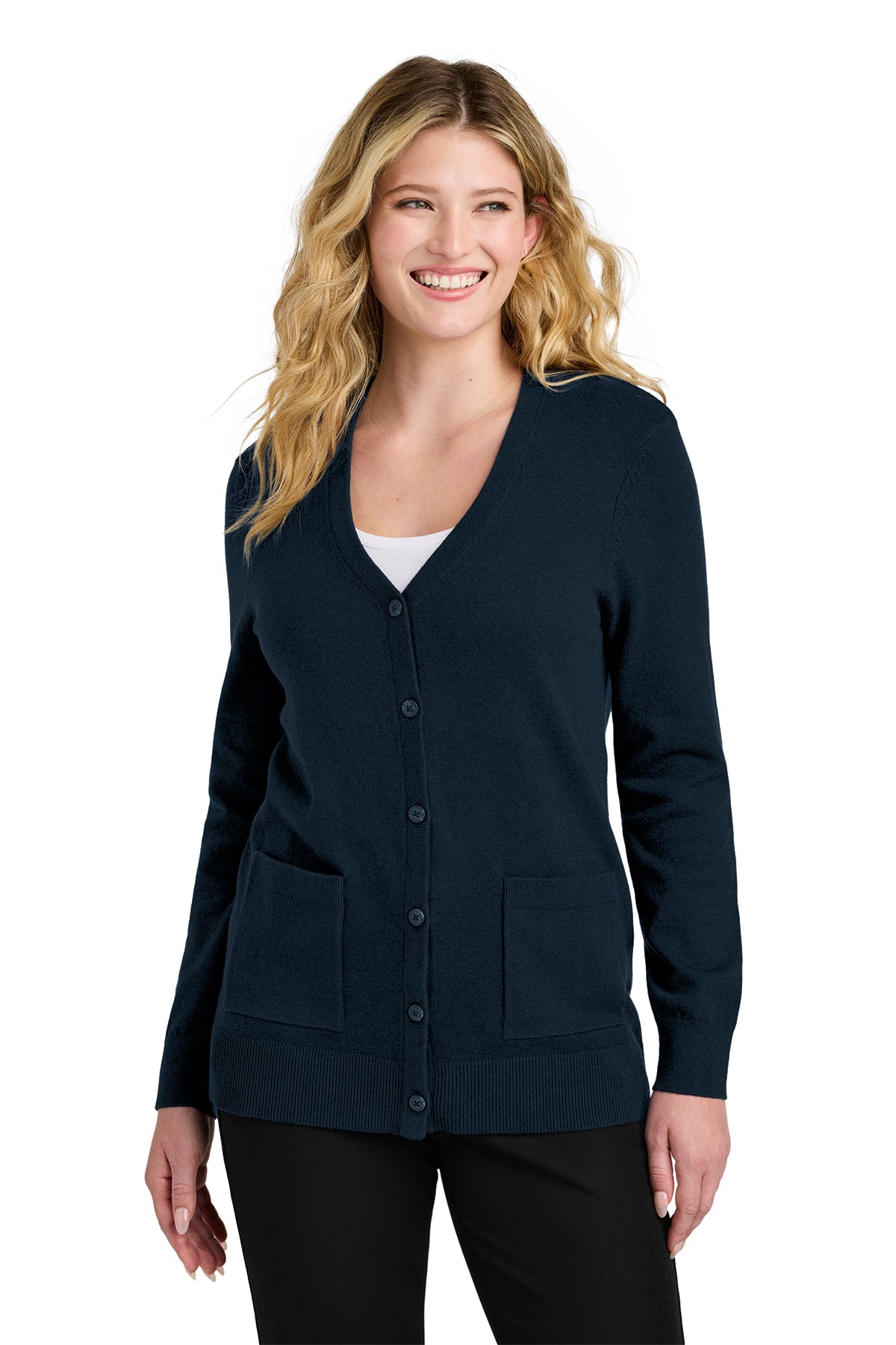 Port Authority Ladies Easy Care Button-Up Cardigan Sweater