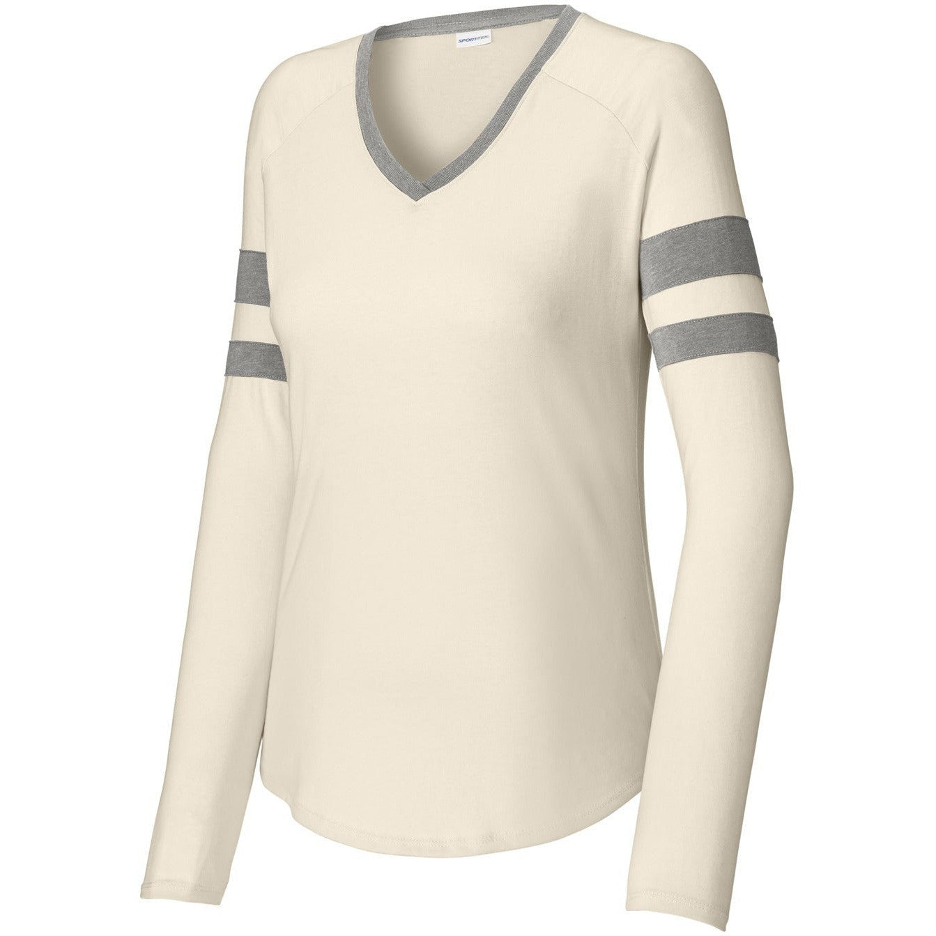 Sport-Tek Ladies Halftime Stripe Long Sleeve V-Neck Tee