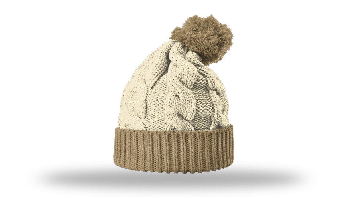 Richardson Chunk Twist Knit Beanie W/ Cuff & Pom