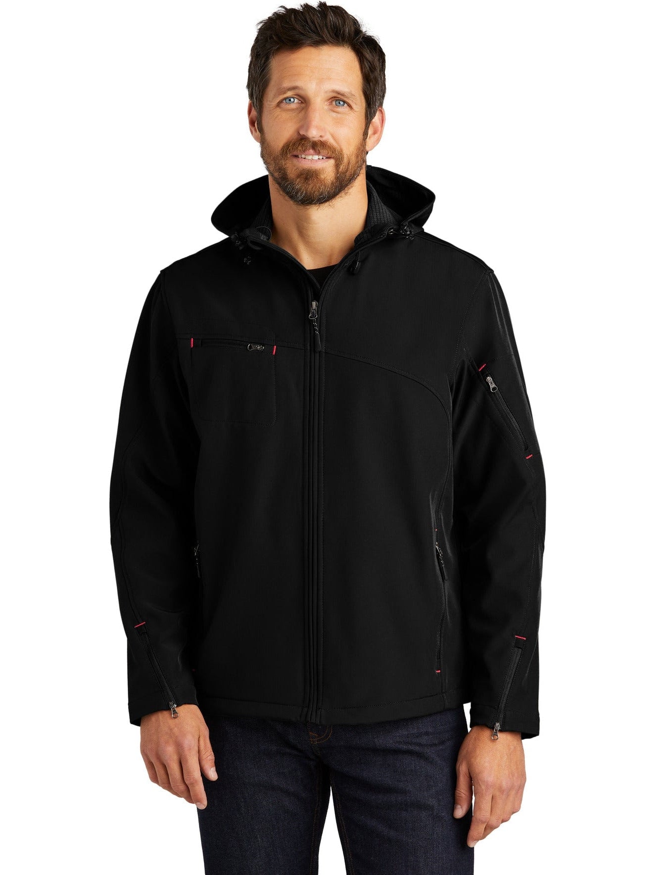 OUTLET-Port Authority Textured Hooded Soft Shell Jacket