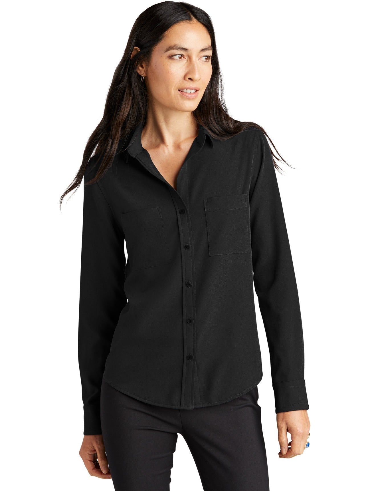 Mercer+Mettle Ladies Stretch Crepe Long Sleeve Camp Blouse