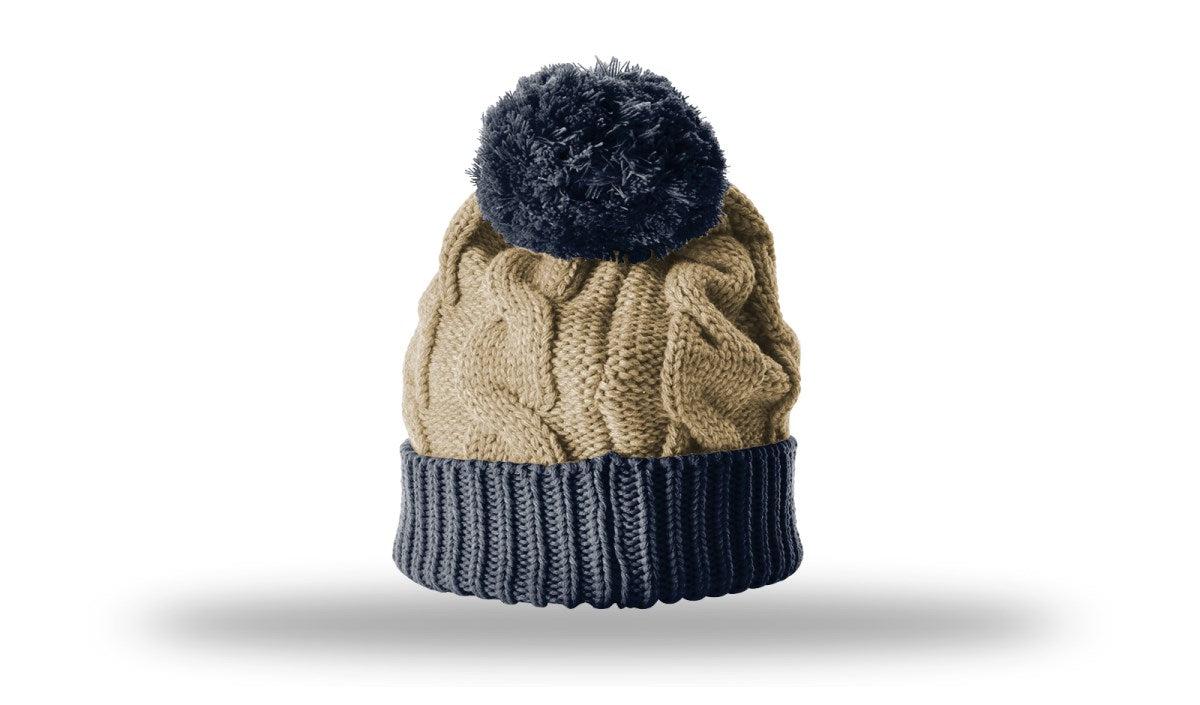 Richardson Chunk Twist Knit Beanie W/ Cuff & Pom