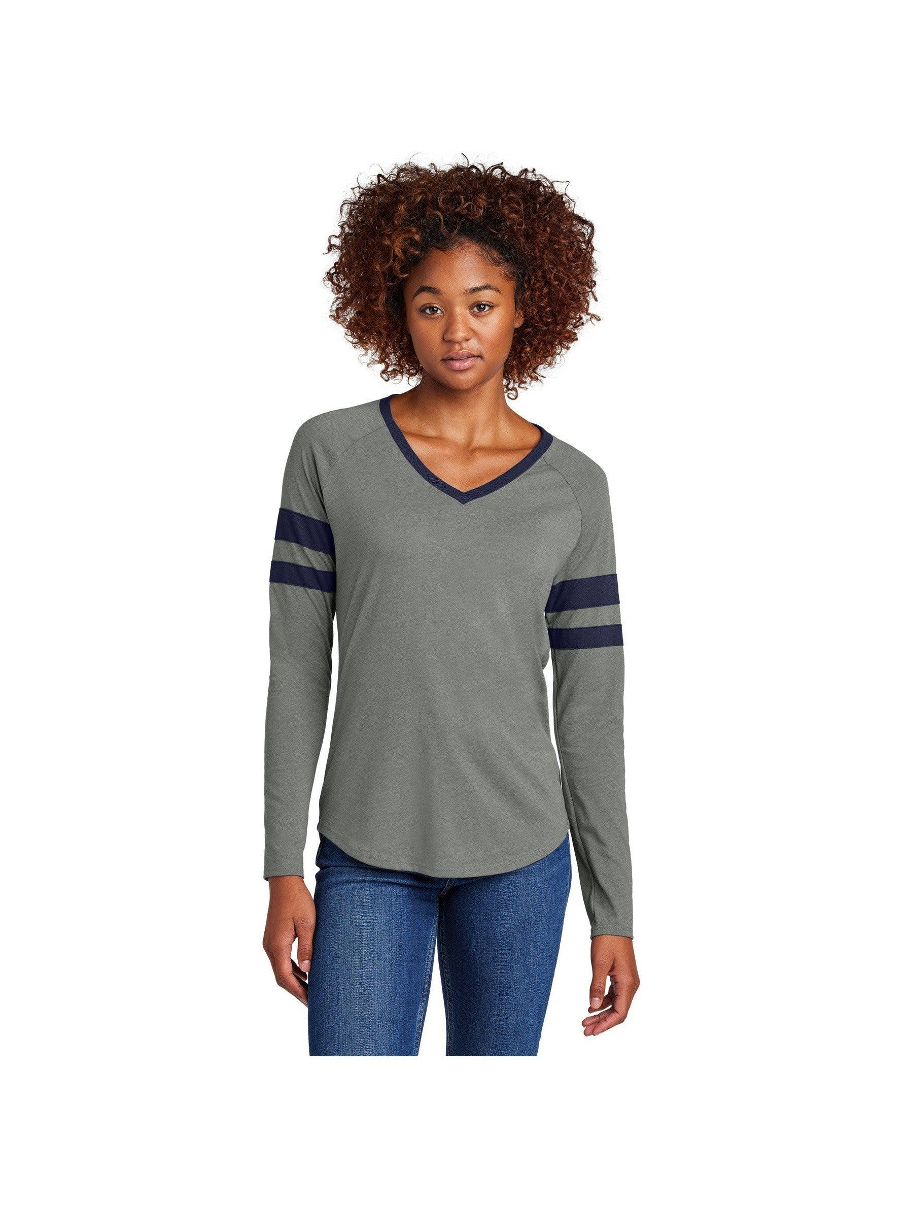 Sport-Tek Ladies Halftime Stripe Long Sleeve V-Neck Tee