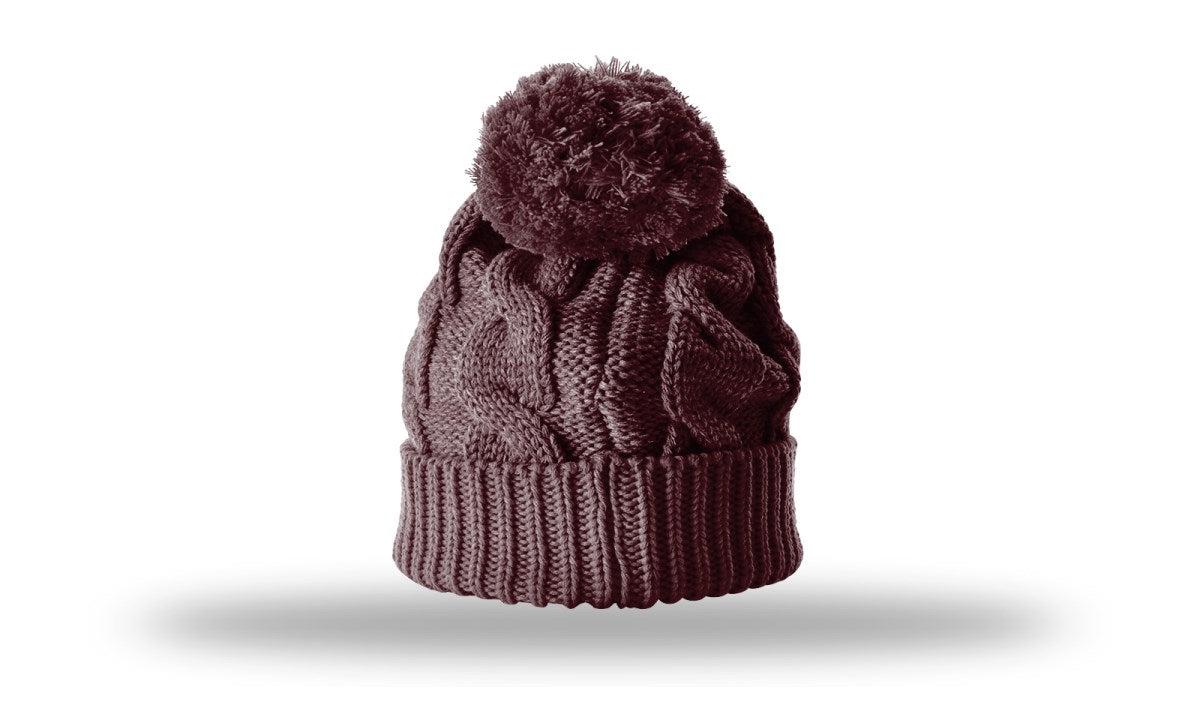 Richardson Chunk Twist Knit Beanie W/ Cuff & Pom