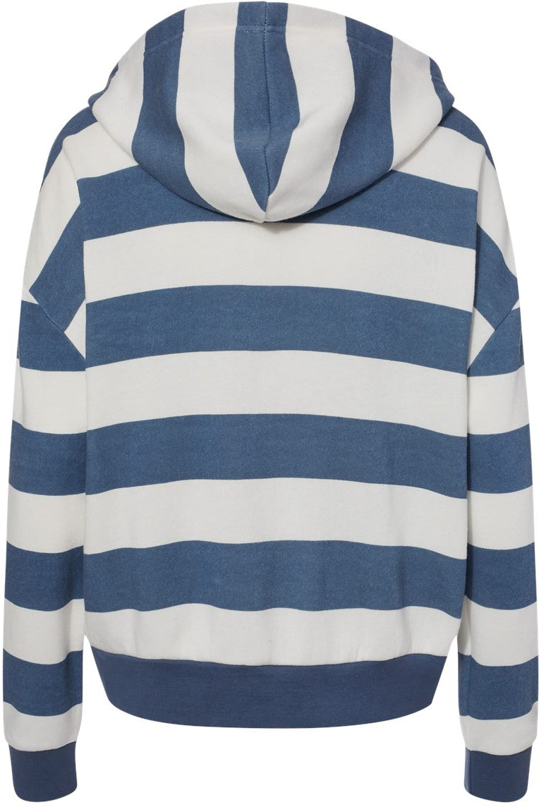 MV Sport Ladies Striped Fleece Boxy Hooded Sweatshirt