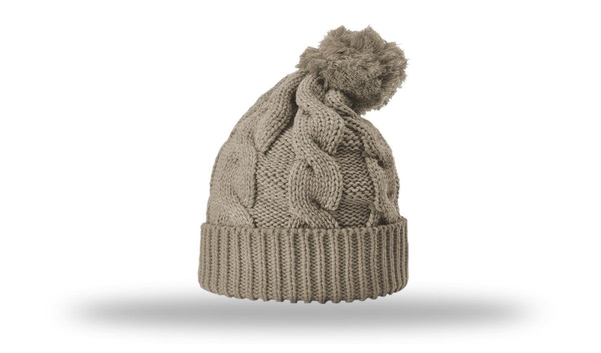 Richardson Chunk Twist Knit Beanie W/ Cuff & Pom