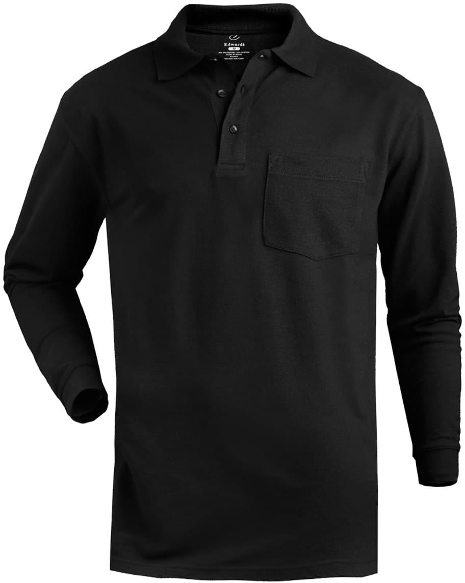 Edwards Blended Pique Long Sleeve Polo With Pocket