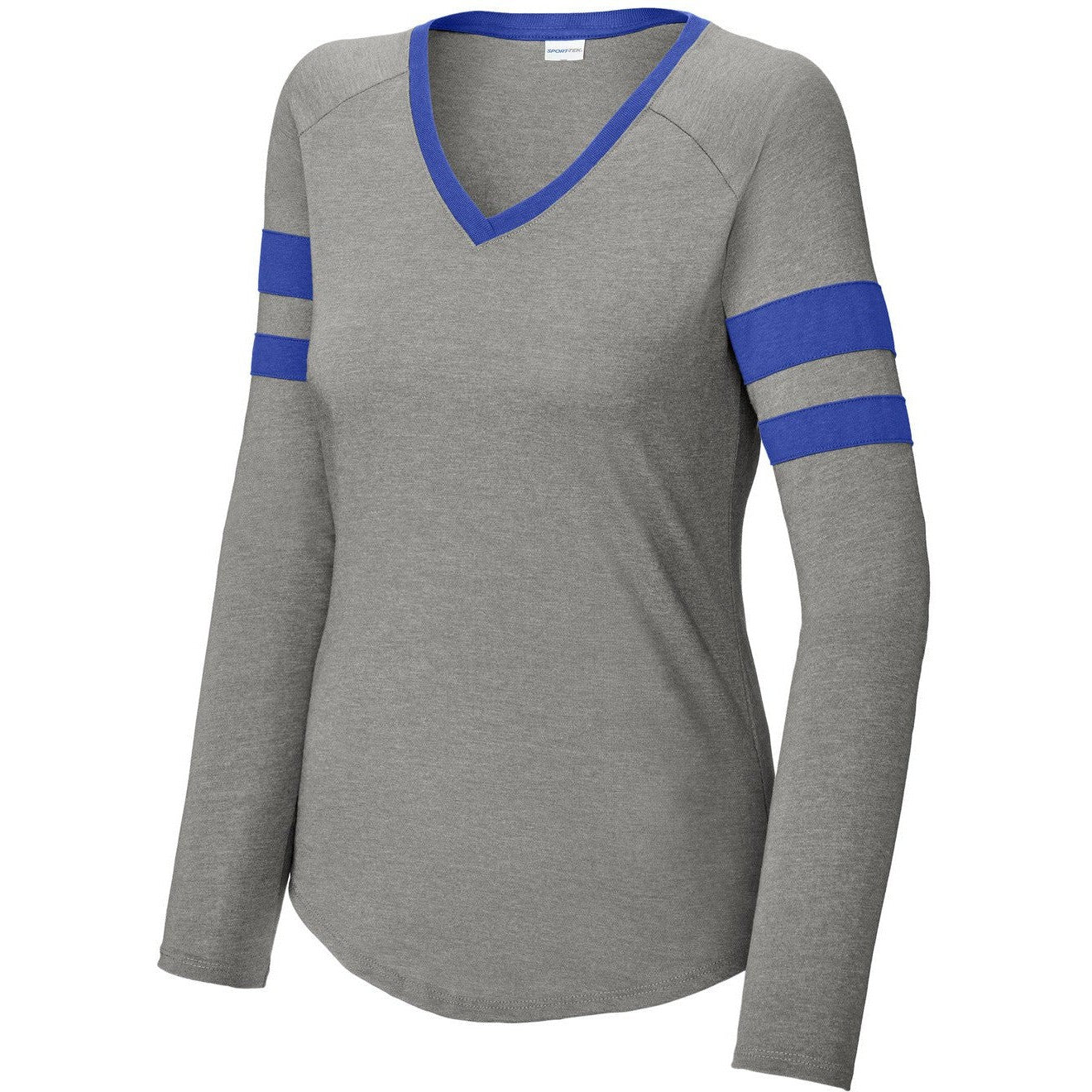 Sport-Tek Ladies Halftime Stripe Long Sleeve V-Neck Tee