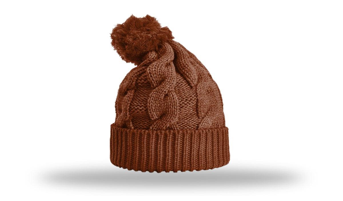 Richardson Chunk Twist Knit Beanie W/ Cuff & Pom